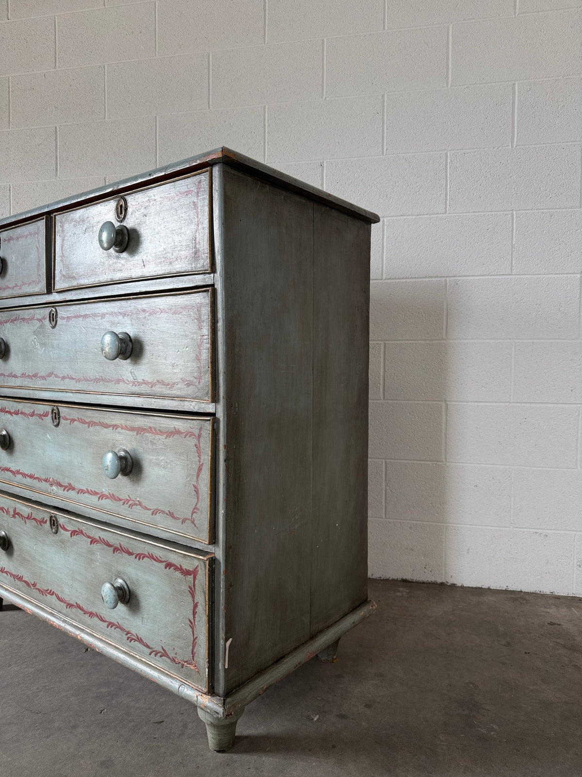 Blue Painted Georgian Pine Drawers - House on Horizon
