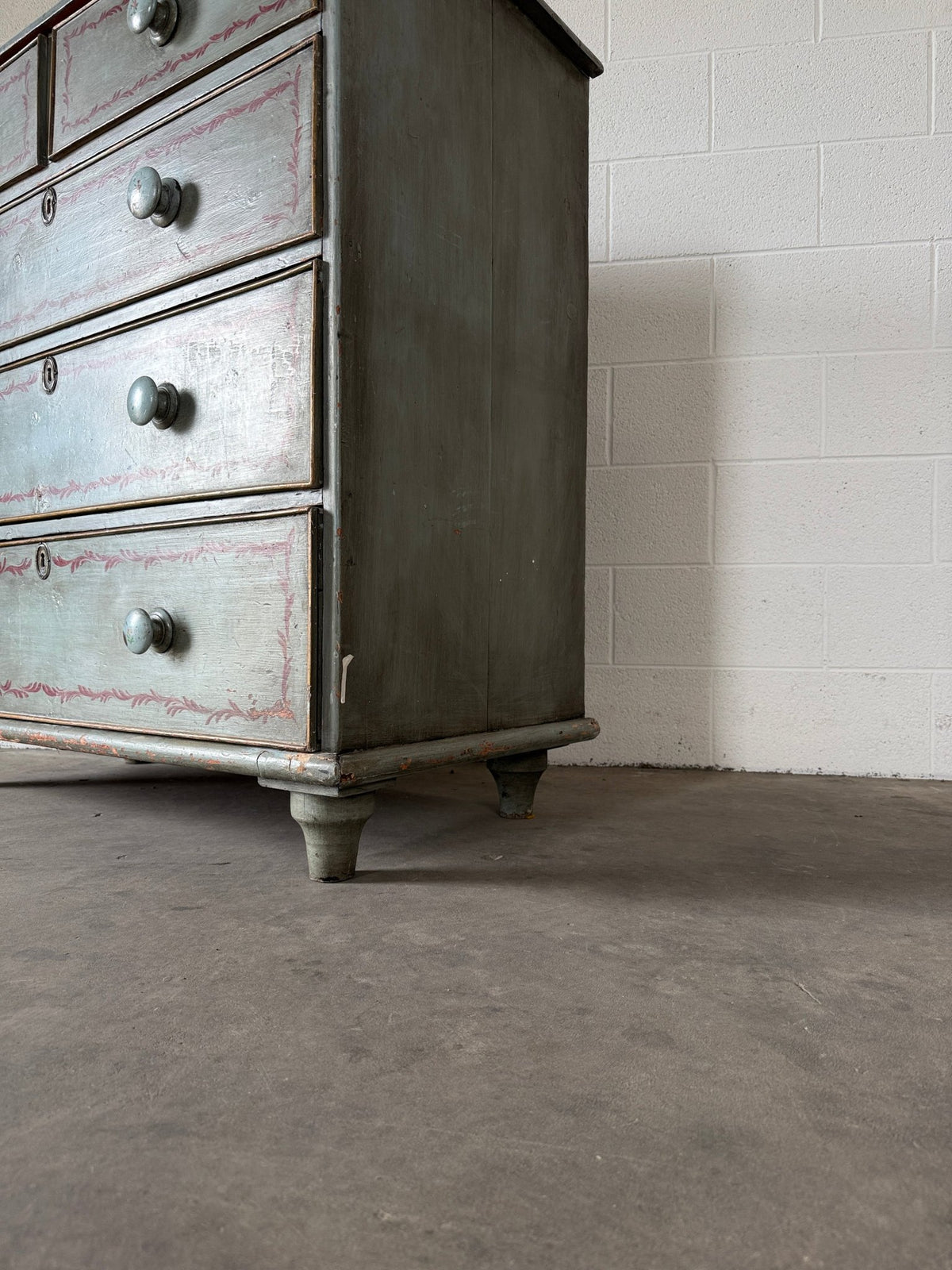 Blue Painted Georgian Pine Drawers - House on Horizon