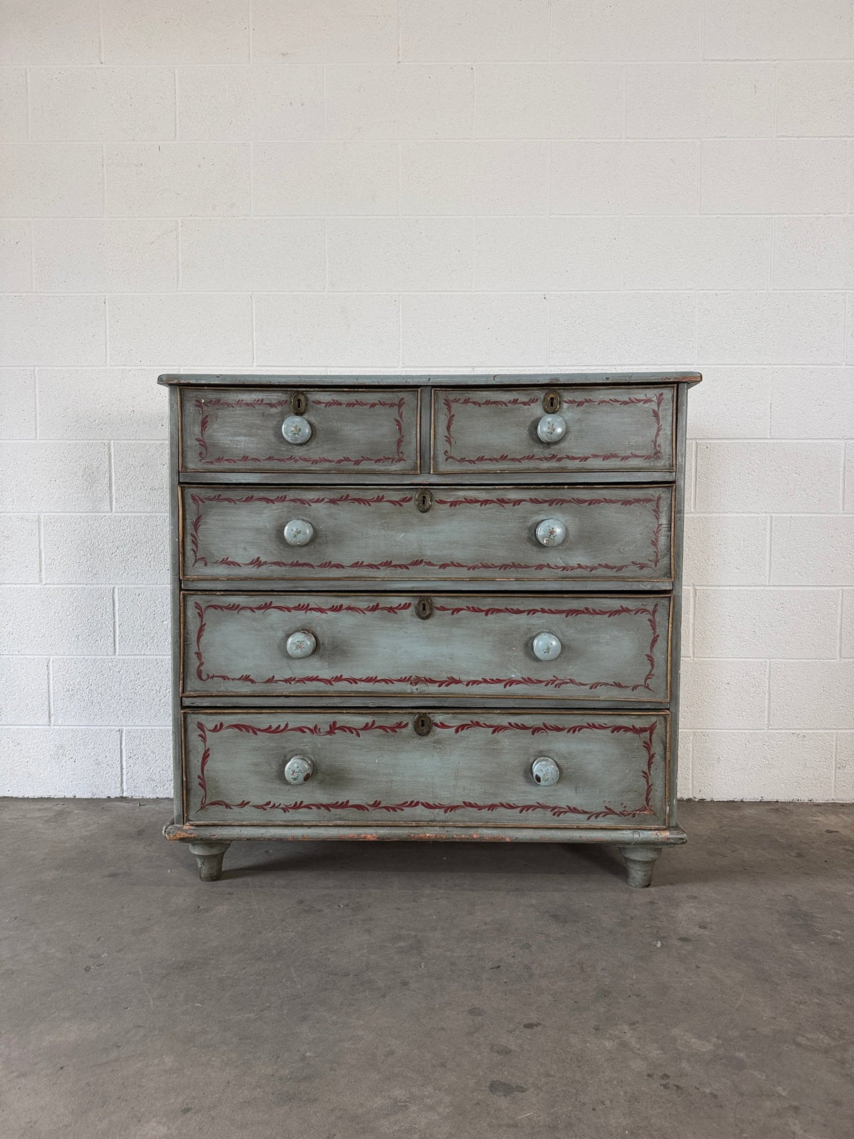 Blue Painted Georgian Pine Drawers - House on Horizon