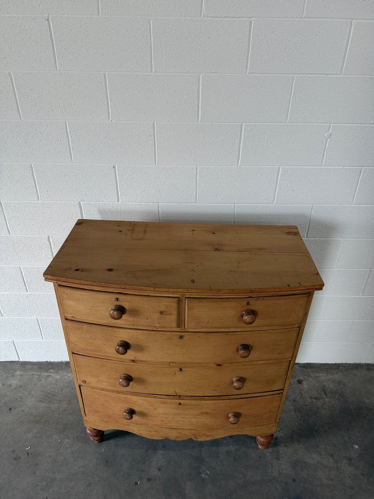 Bowfront antique English drawers - House on Horizon