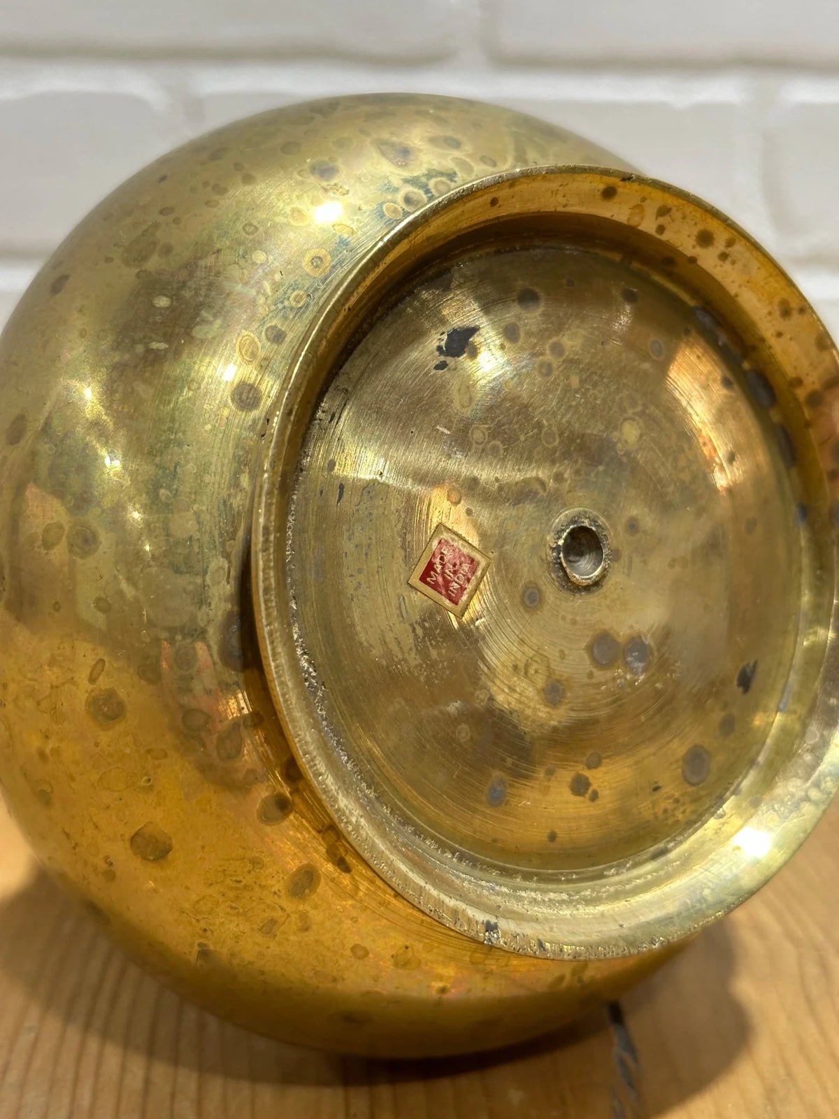 Brass pitcher - House on Horizon