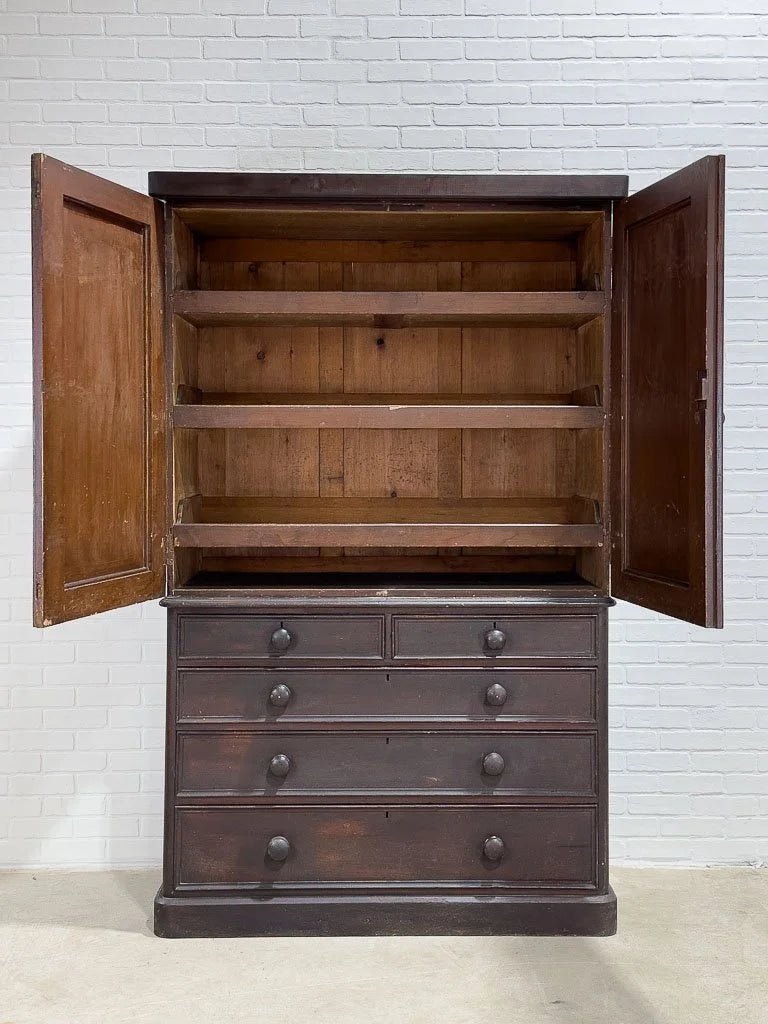 English antique linen press with a scumble finish - House on Horizon