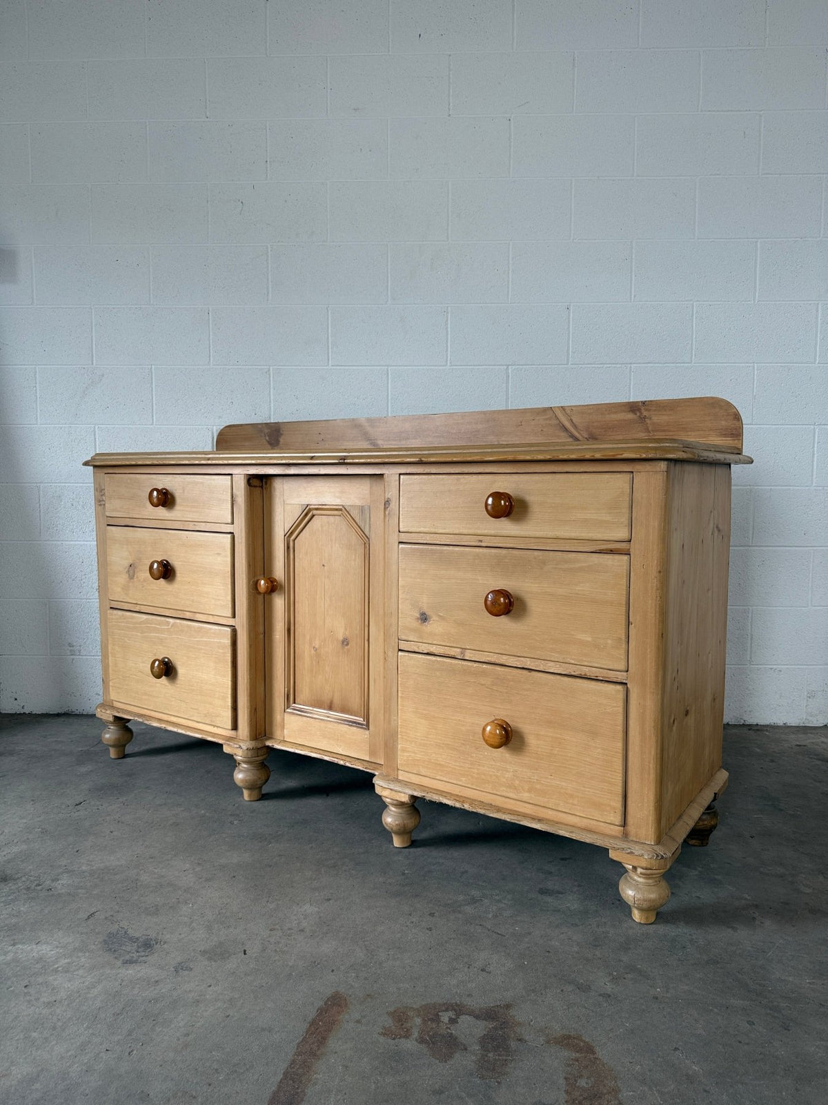 English antique pine sideboard with raised back - House on Horizon