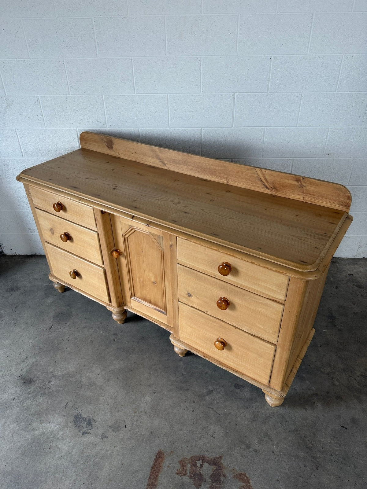 English antique pine sideboard with raised back - House on Horizon