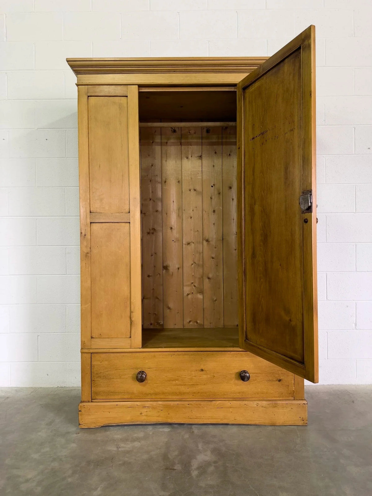 English Antique Pine Wardrobe with Drawer - House on Horizon