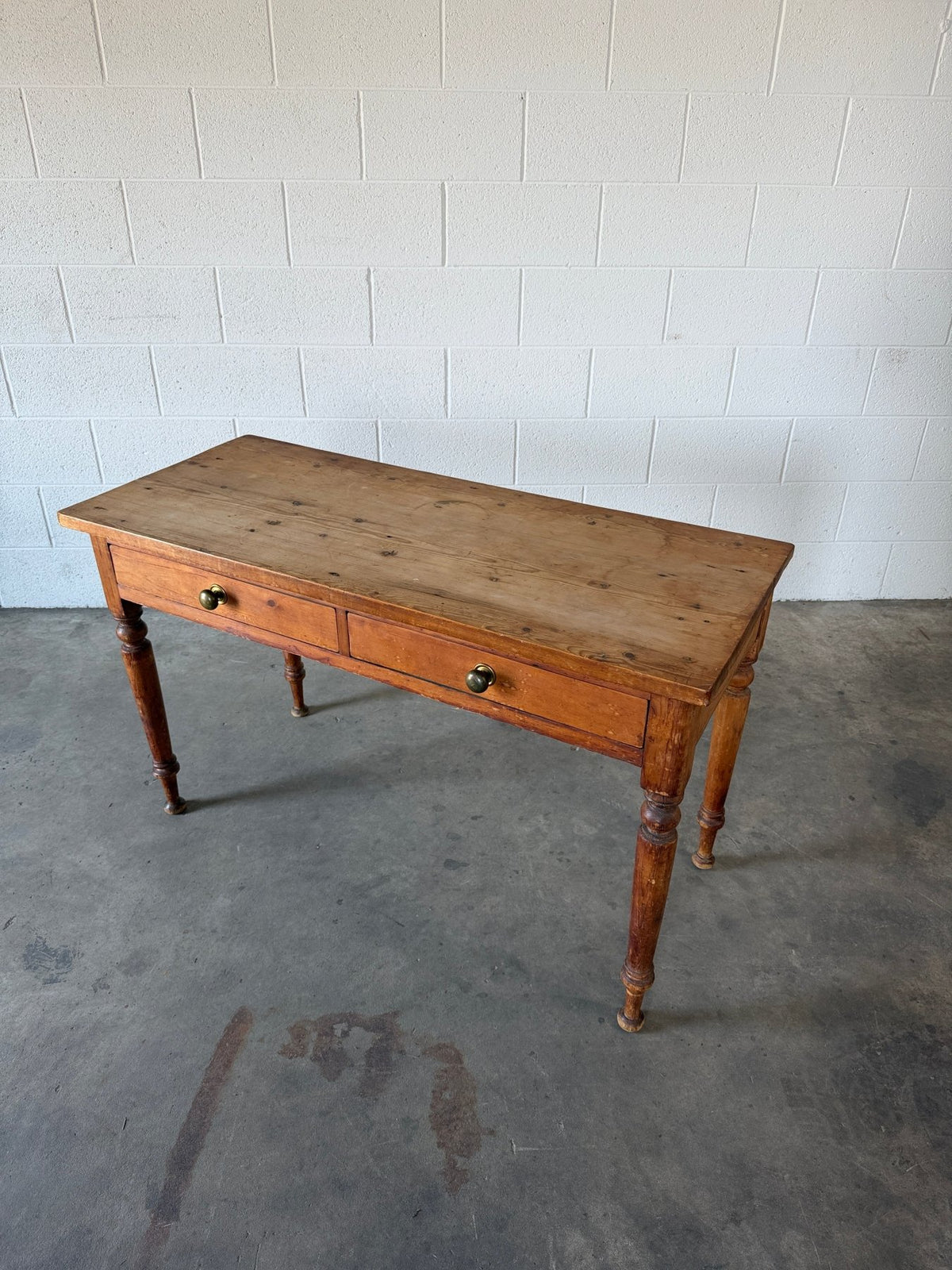 English Pine Side Table with Faux Drawers - House on Horizon