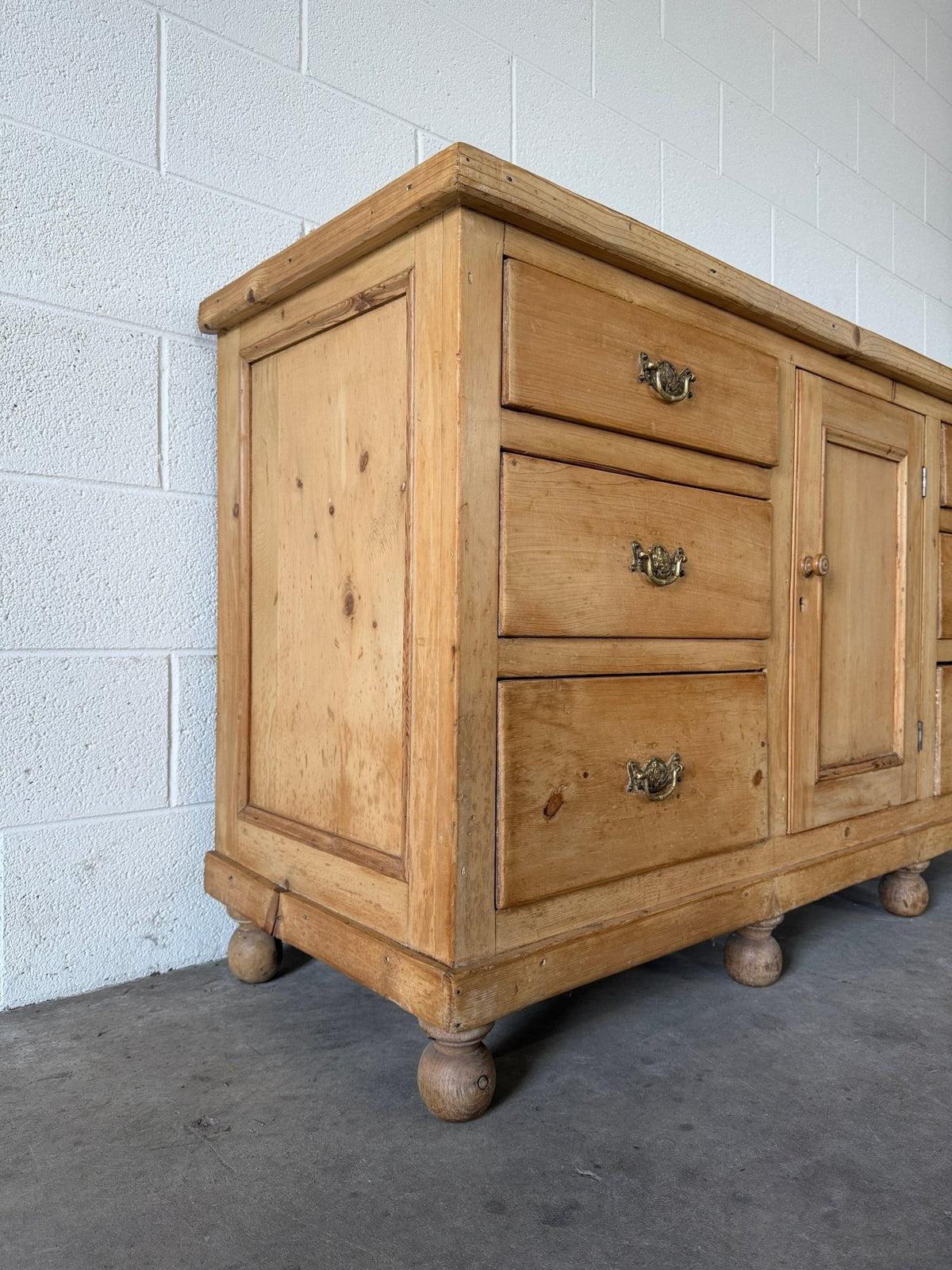 English pine sideboard with decorative pulls - House on Horizon