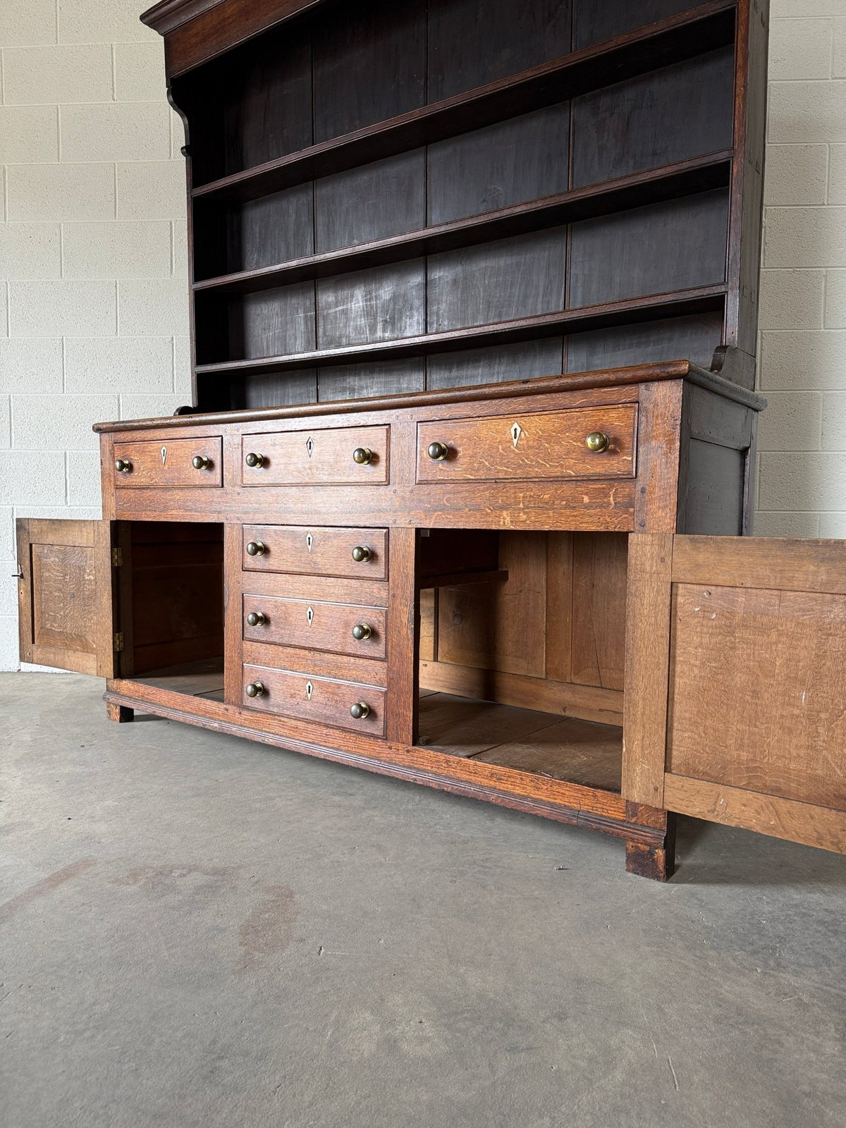 Gorgeous oak kitchen dresser or hutch- imported from England - House on Horizon