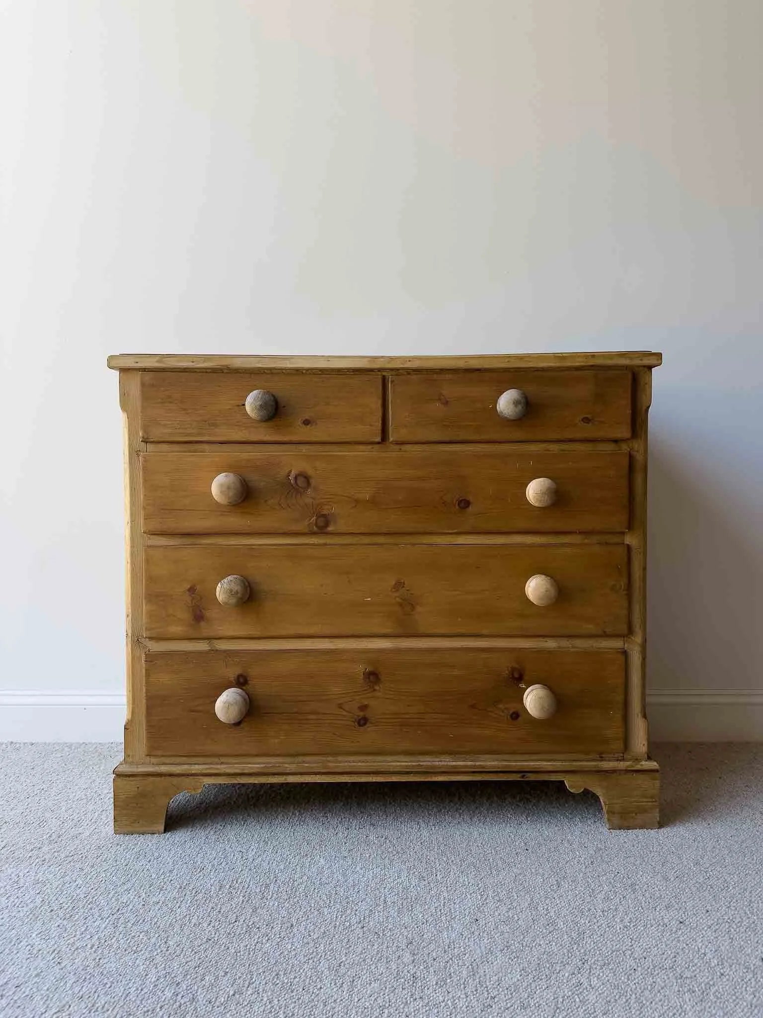 Mid-brown colored set of victorian pine drawers