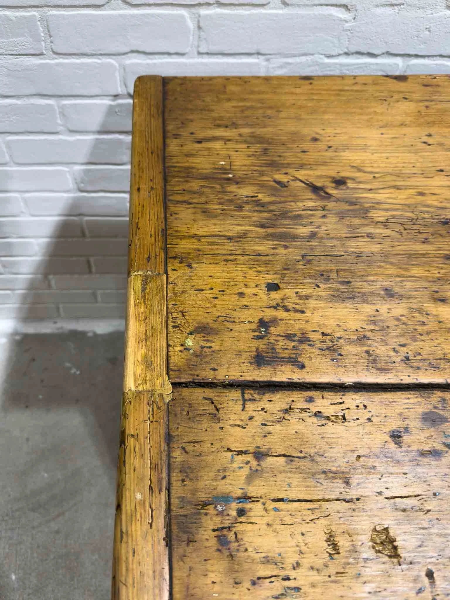 Early 19th century pine kitchen prep table