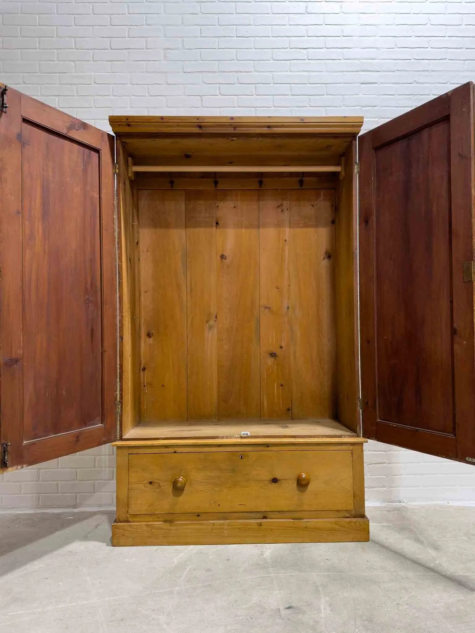 Antique English pine wardrobe