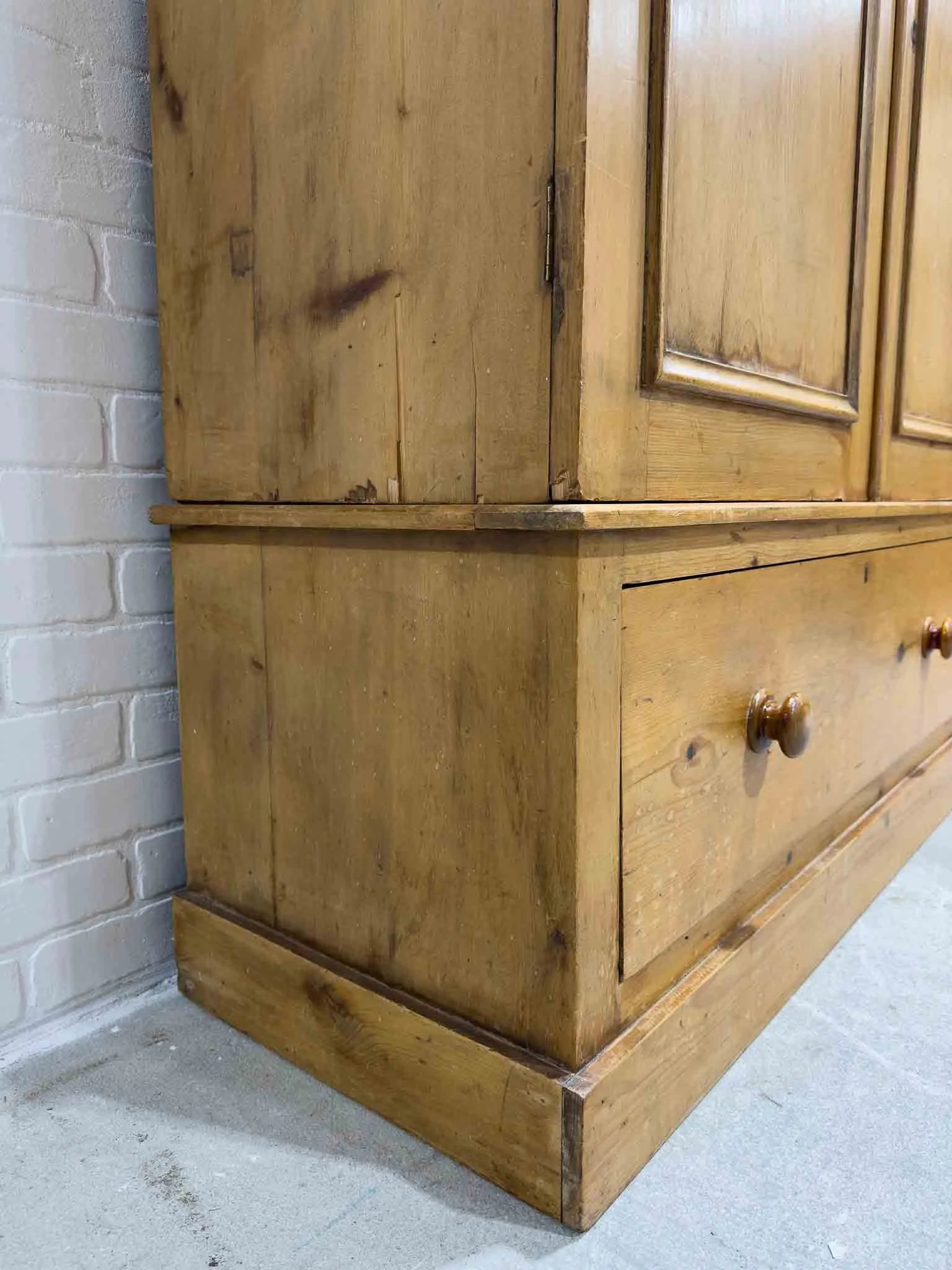 Antique English pine wardrobe