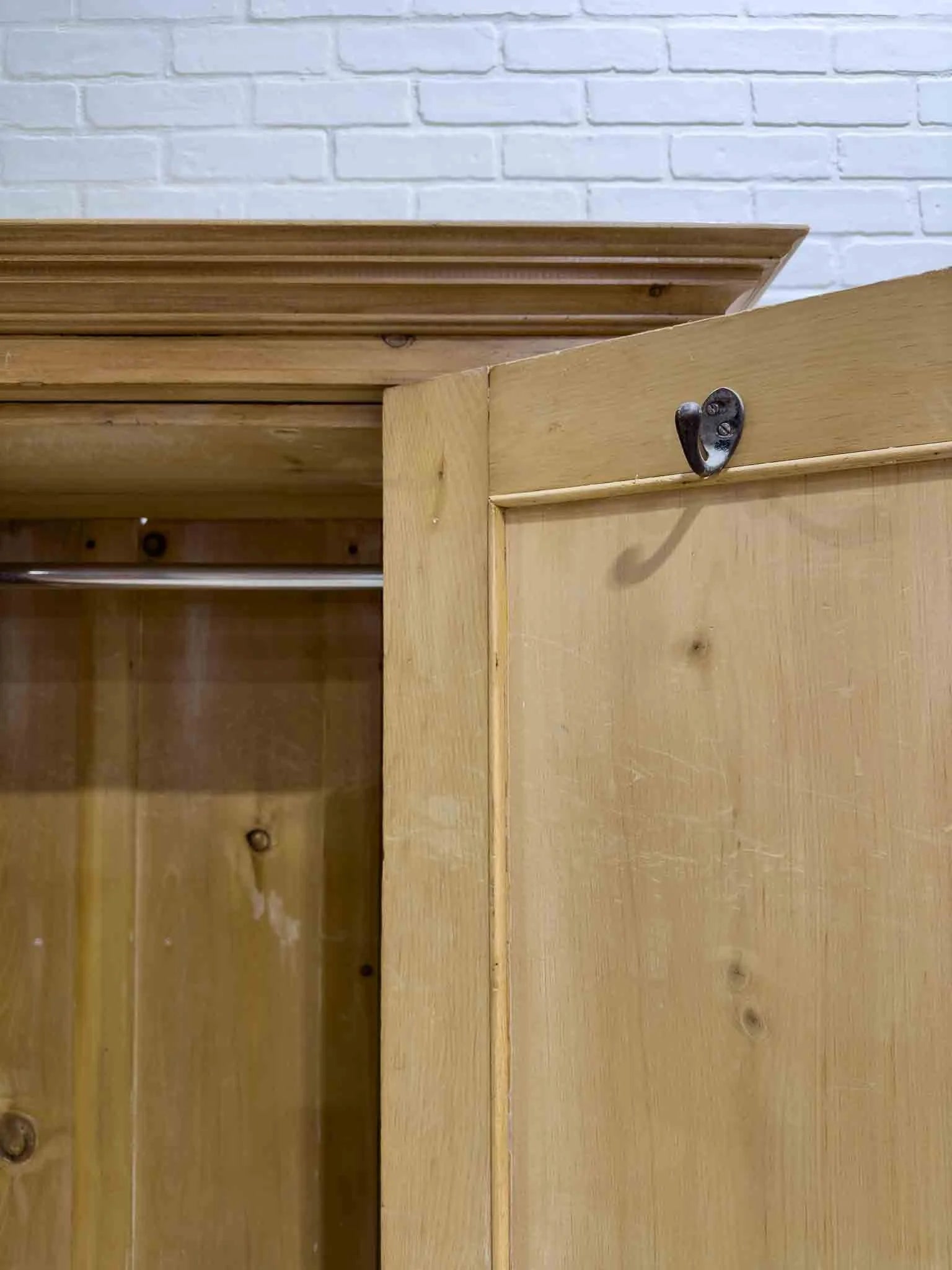 Victorian pine wardrobe with a drawer