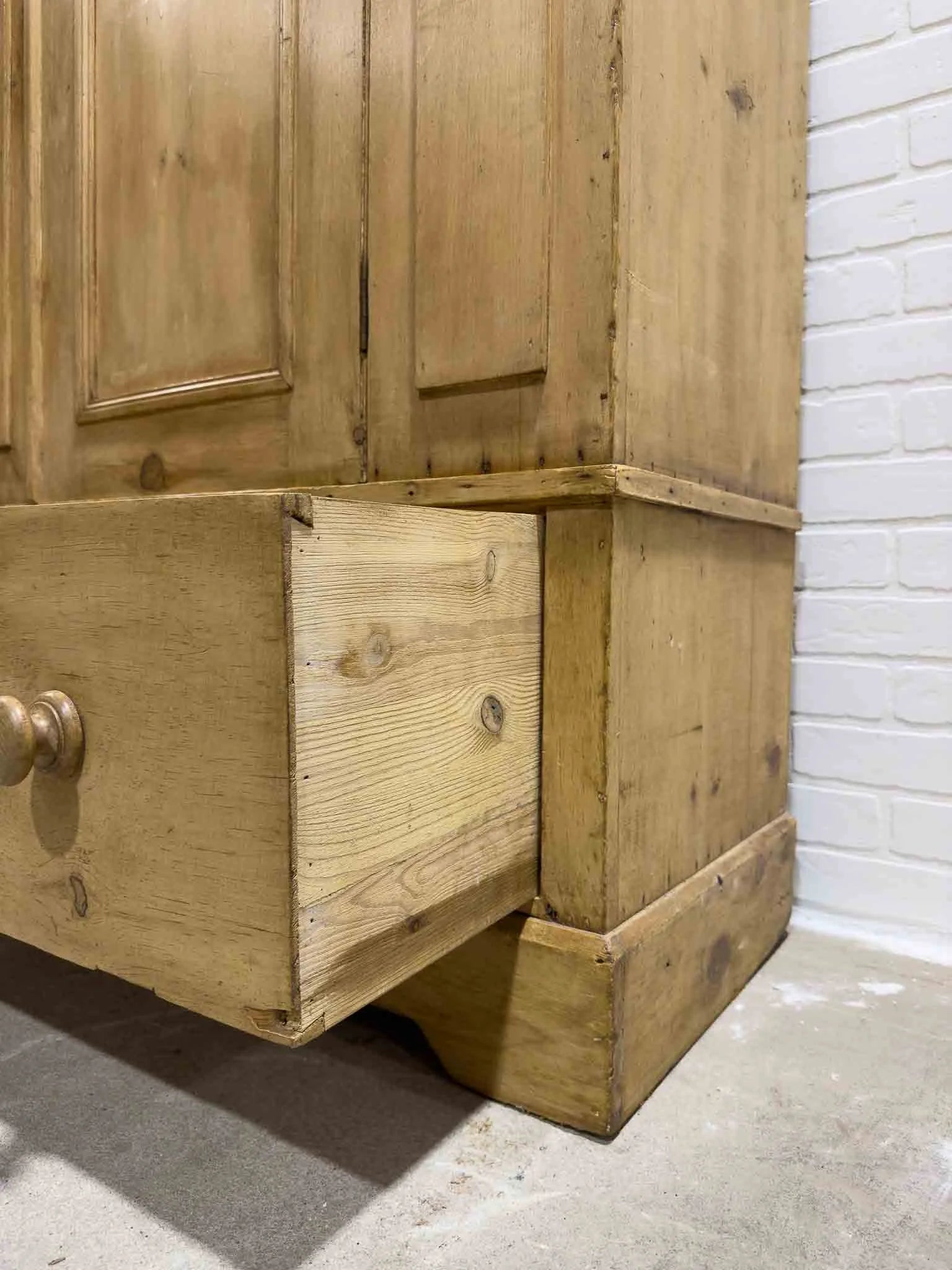 Victorian pine wardrobe with a drawer