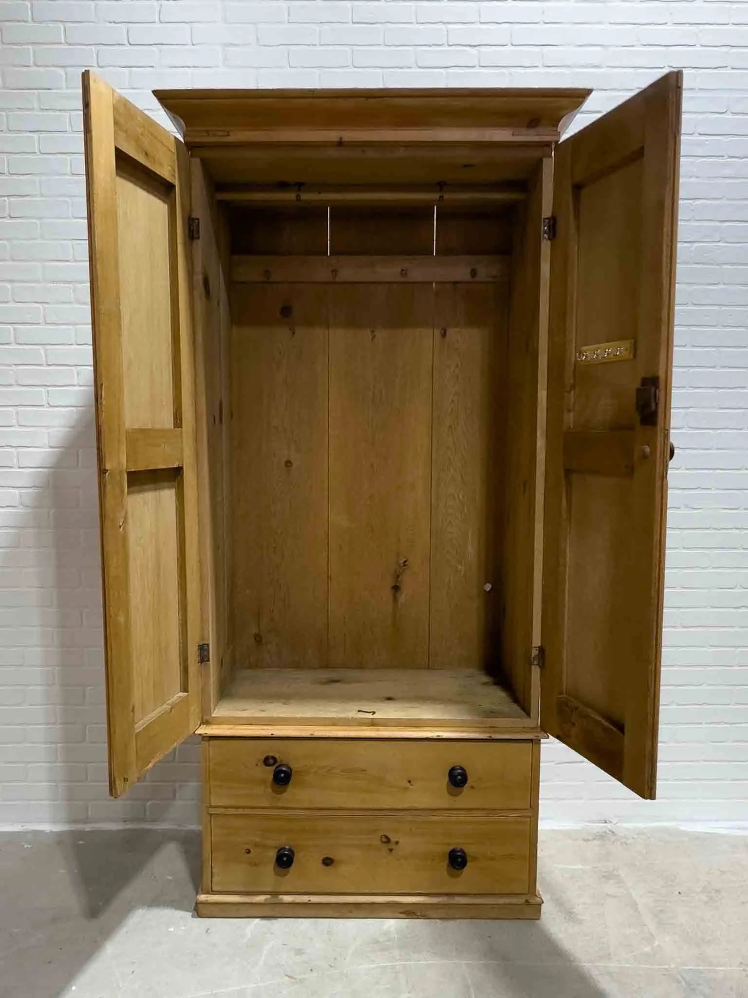 Tall English wardrobe with two drawers