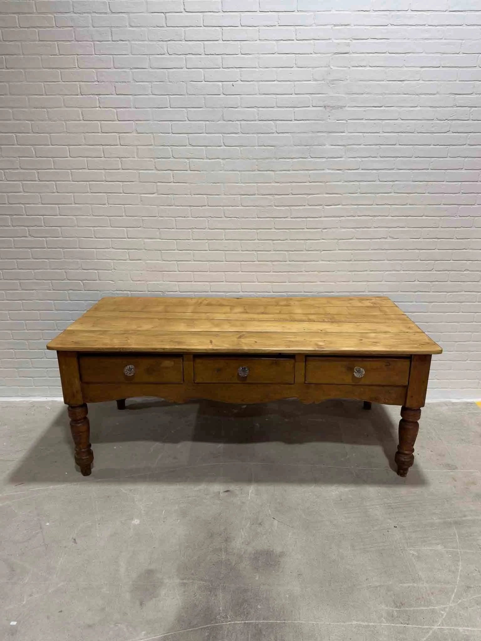 Antique dairy table with turned legs