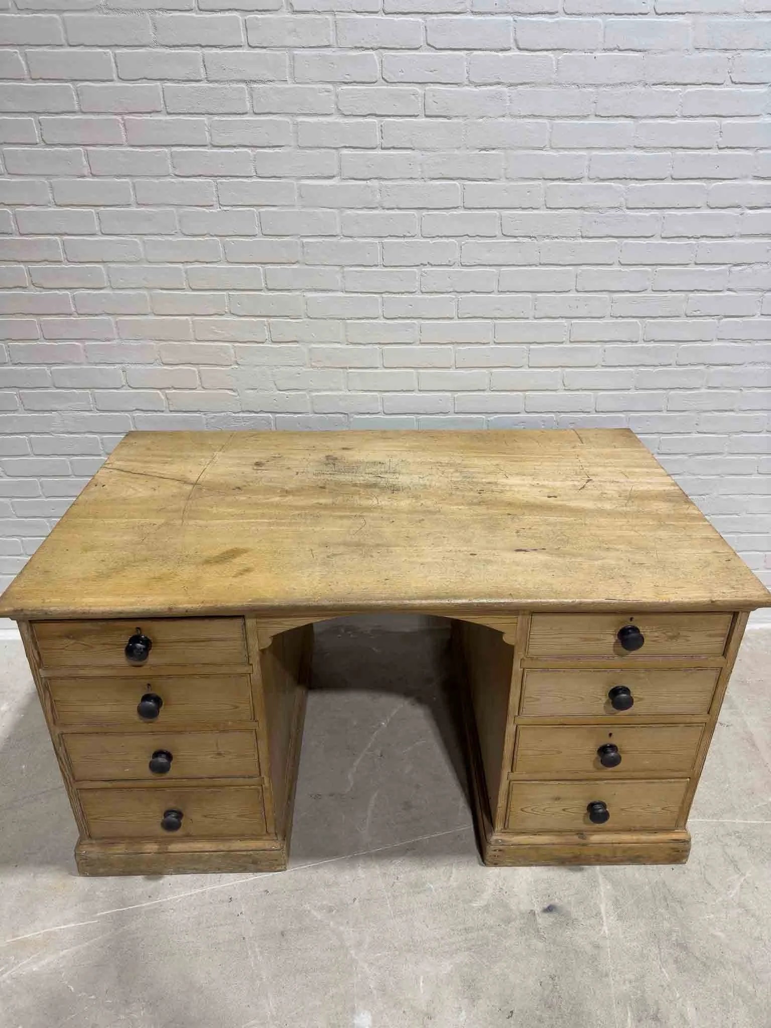 Large English pine desk