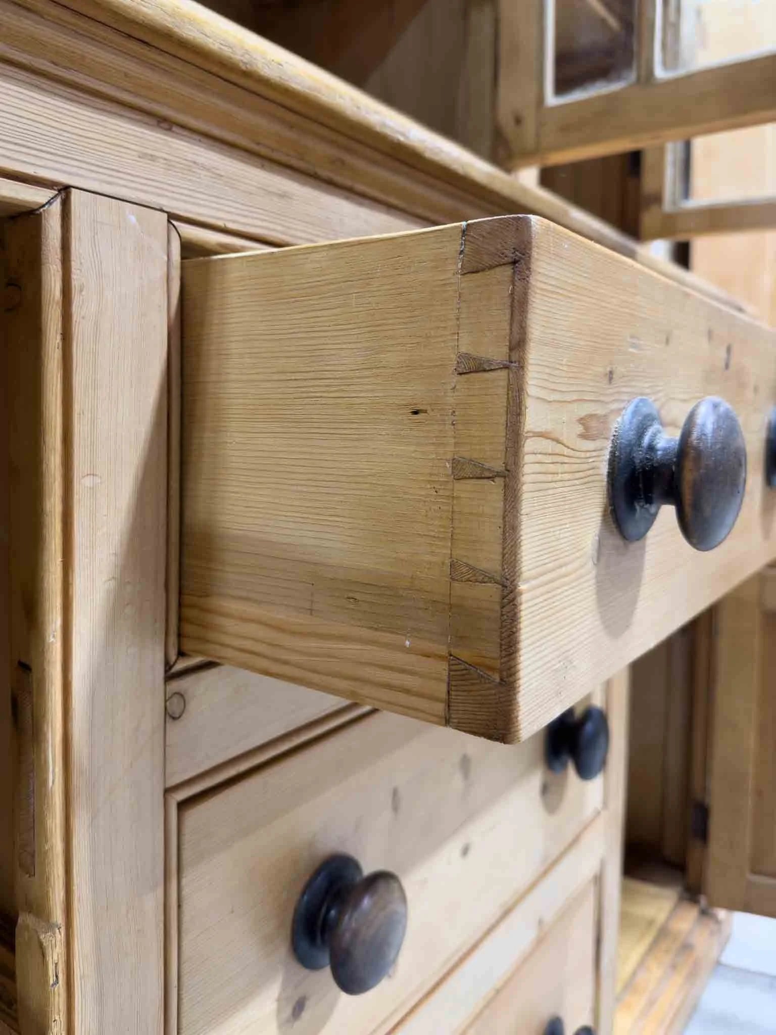 Antique English cupboard with glass doors
