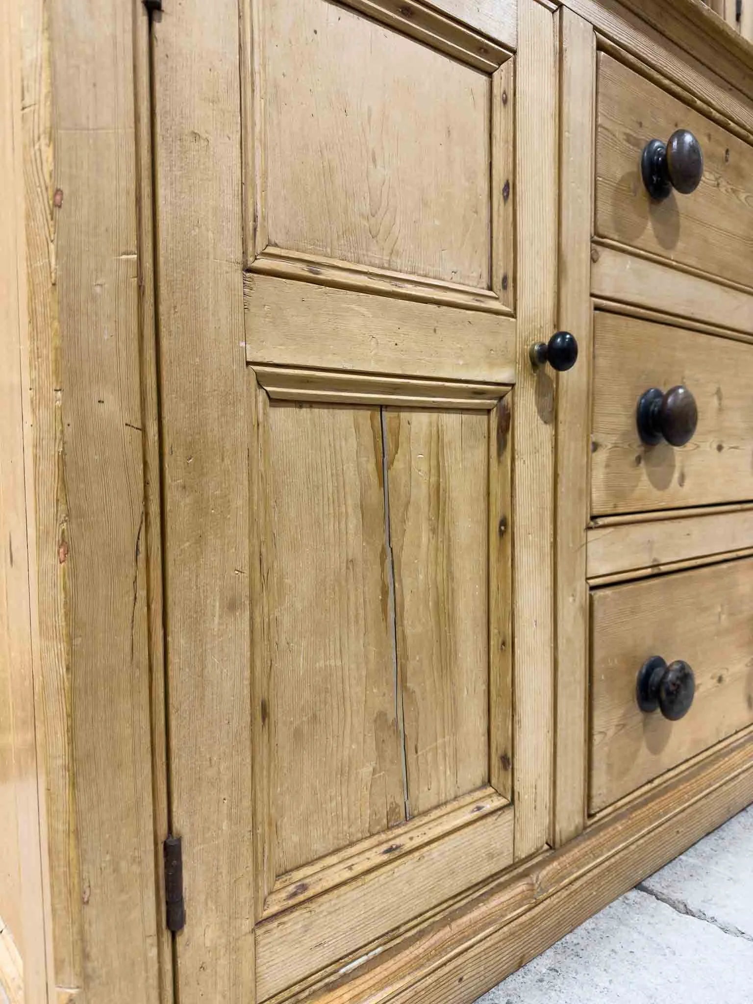 Antique English cupboard with glass doors