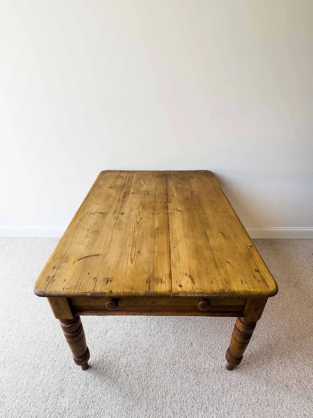English antique kitchen table with a drawer