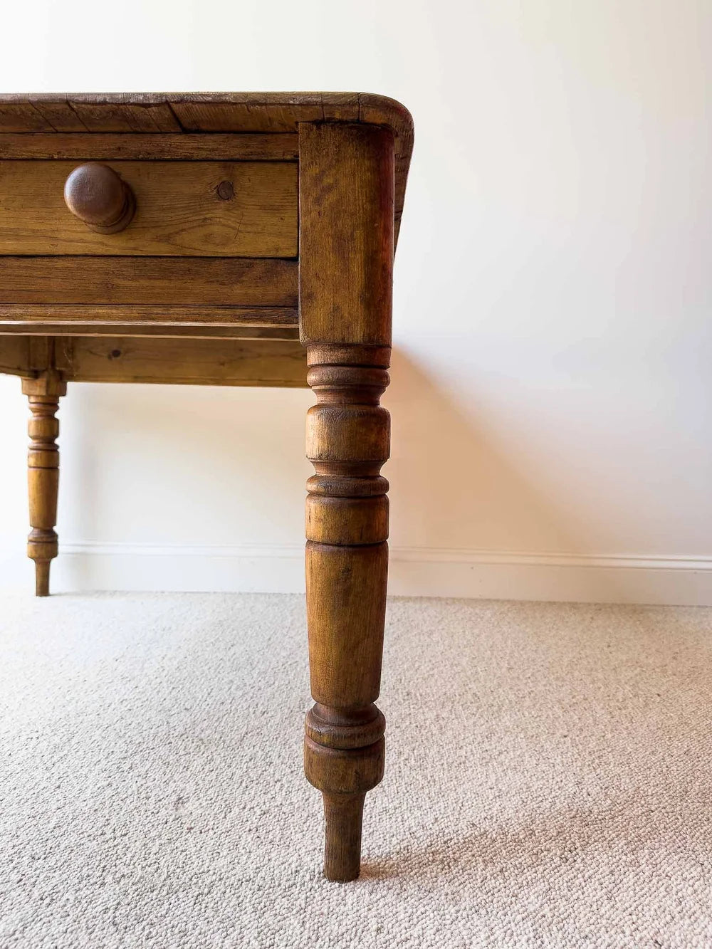English antique kitchen table with a drawer