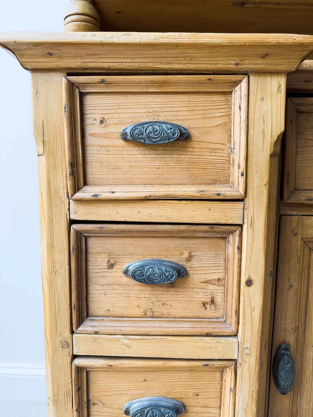 Victorian-style pine kitchen hutch