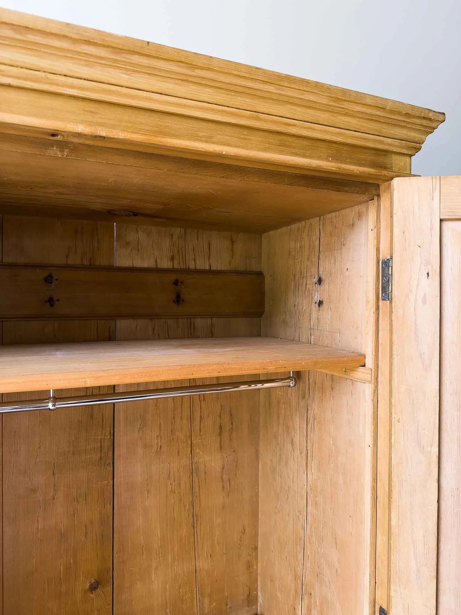 Monumental English pine wardrobe