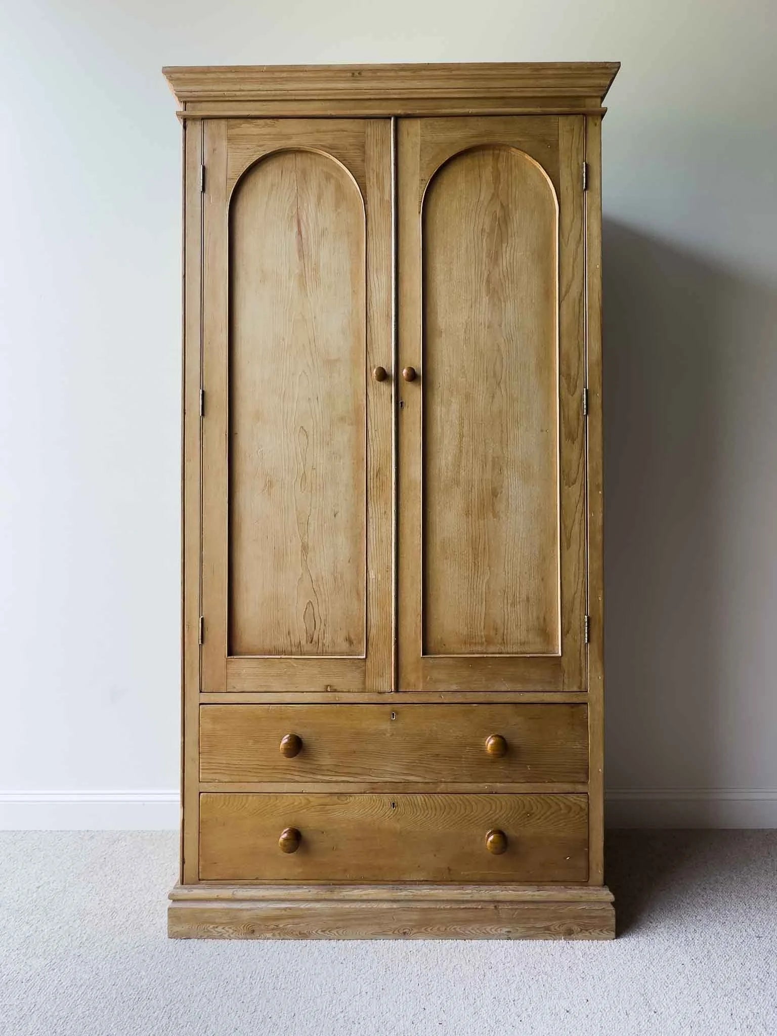 Monumental English pine wardrobe