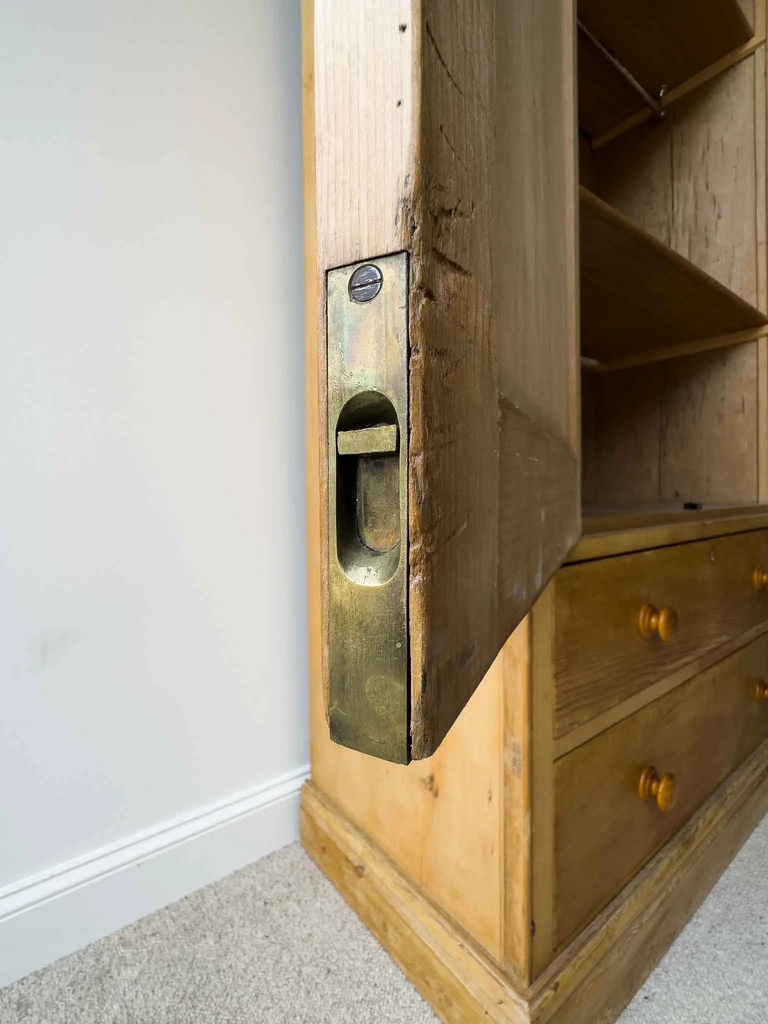 Monumental English pine wardrobe
