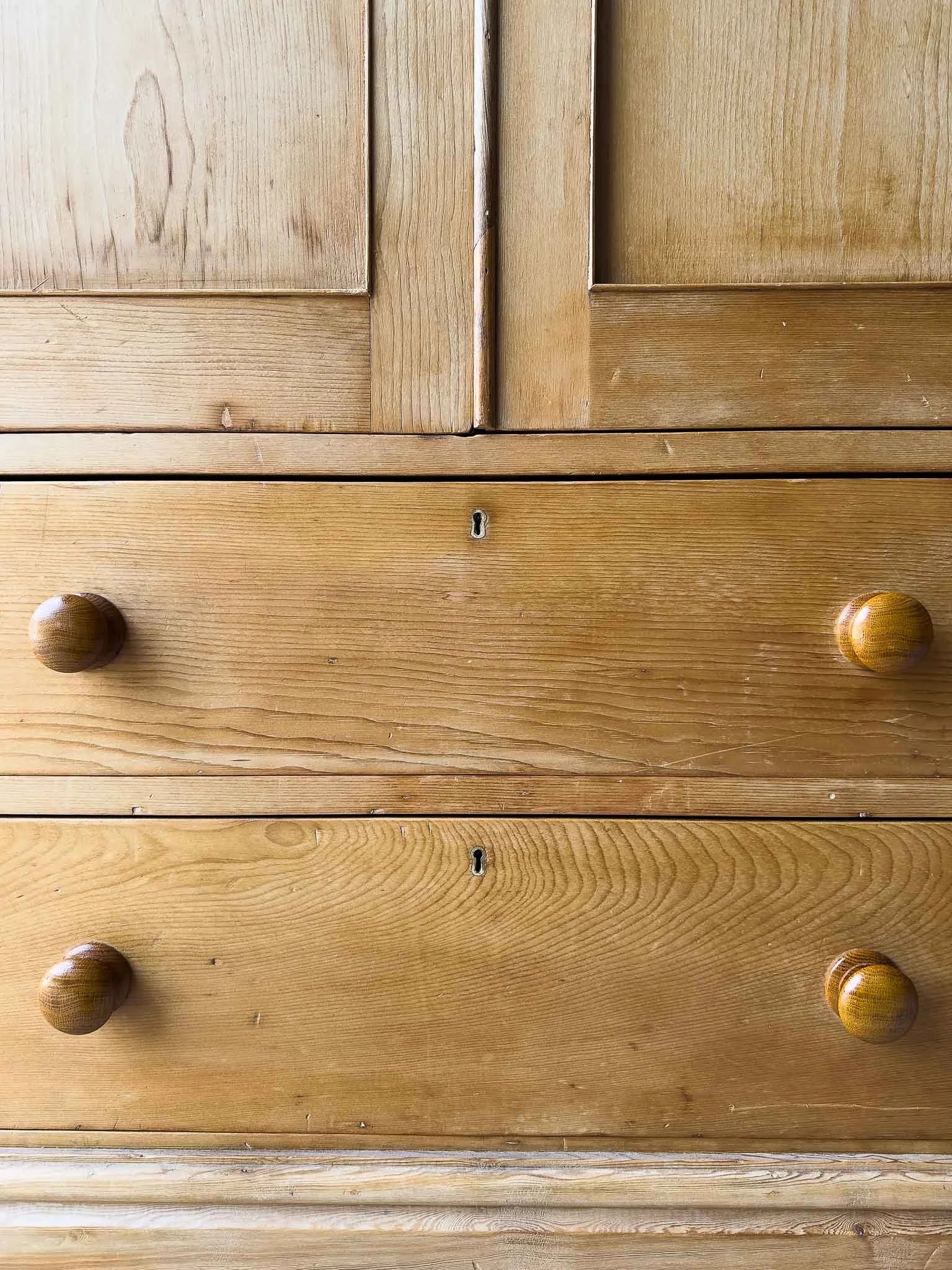 Monumental English pine wardrobe