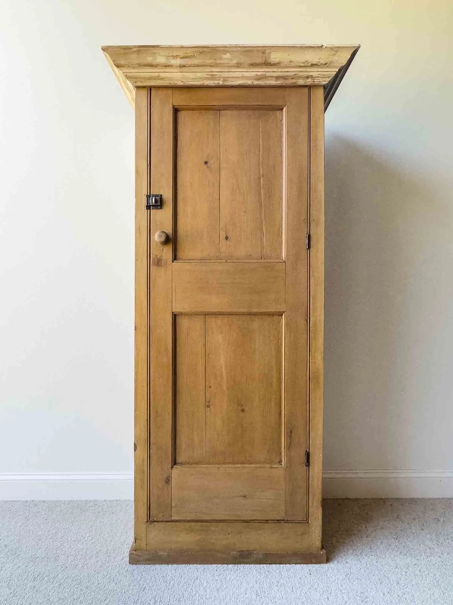 Tall English antique pine cupboard
