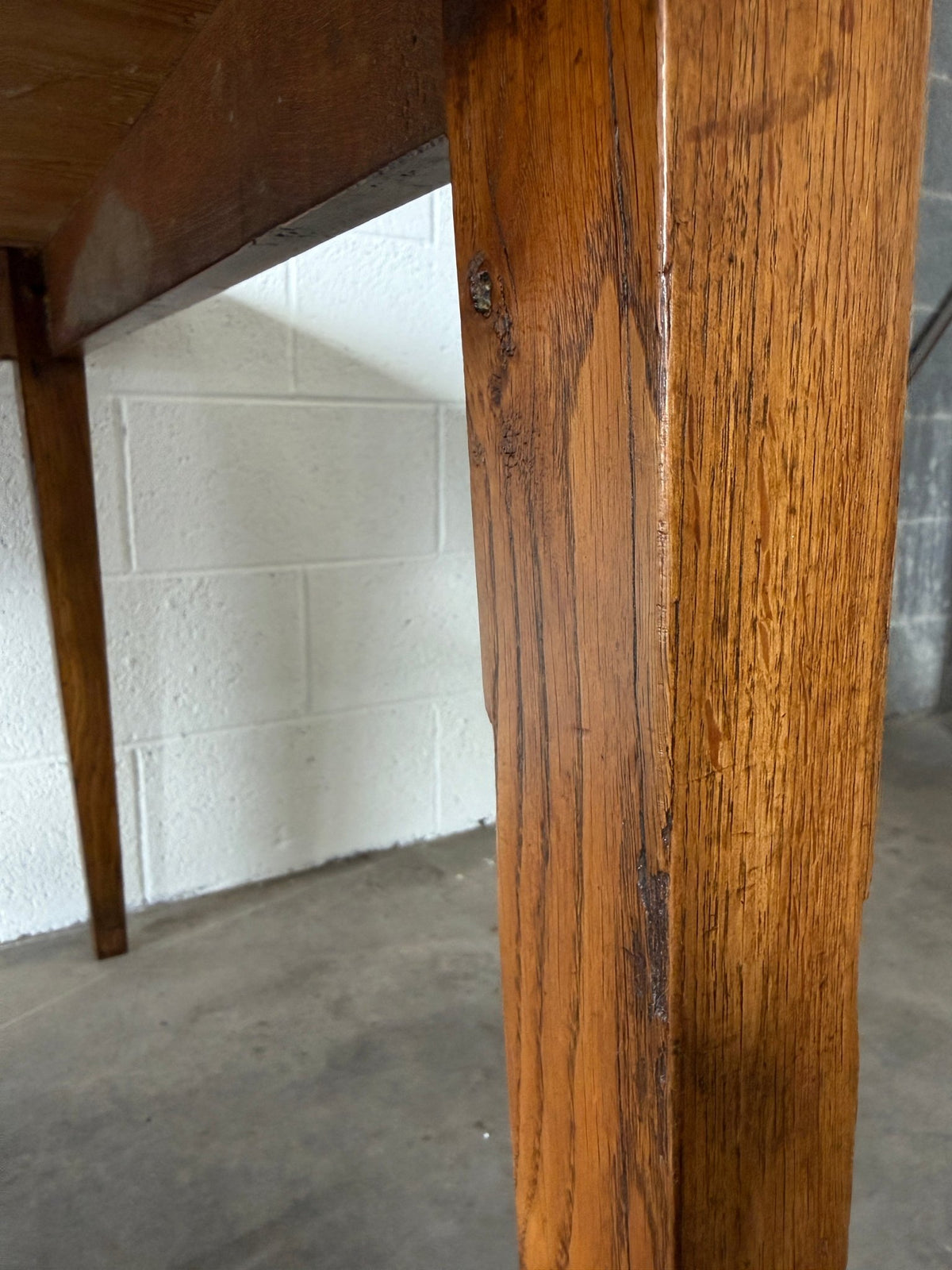 Incredible antique pine and fruitwood dining table with tapered legs - House on Horizon