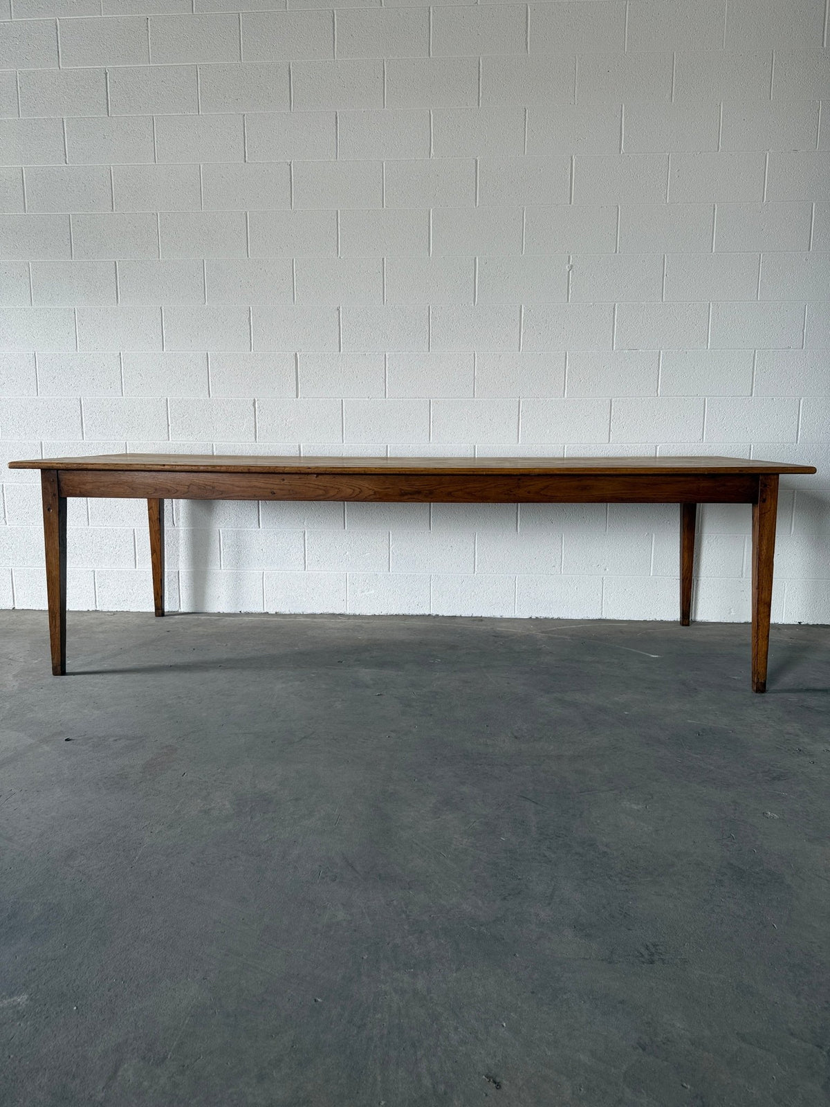 Incredible antique pine and fruitwood dining table with tapered legs - House on Horizon