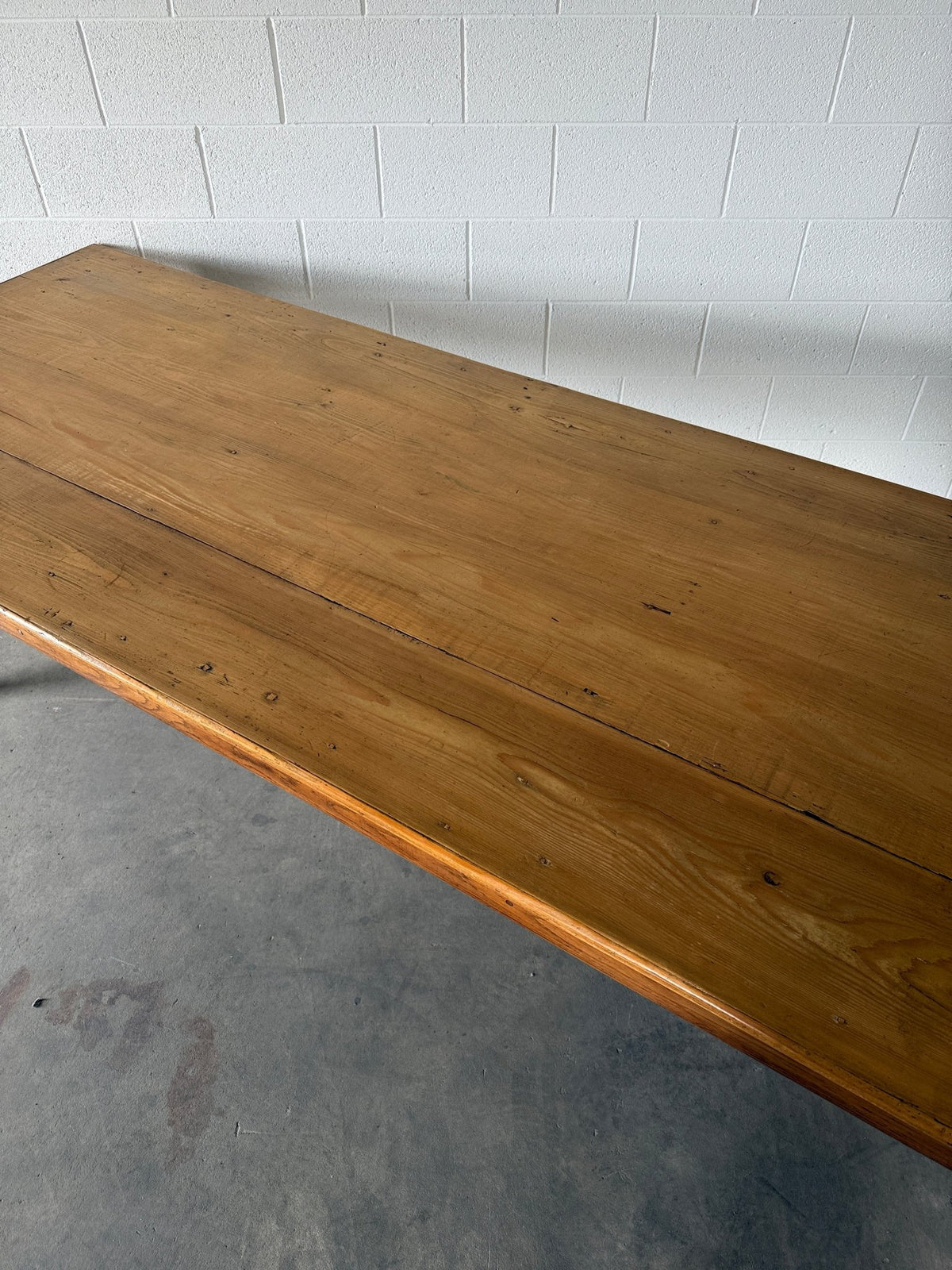 Incredible antique pine and fruitwood dining table with tapered legs - House on Horizon
