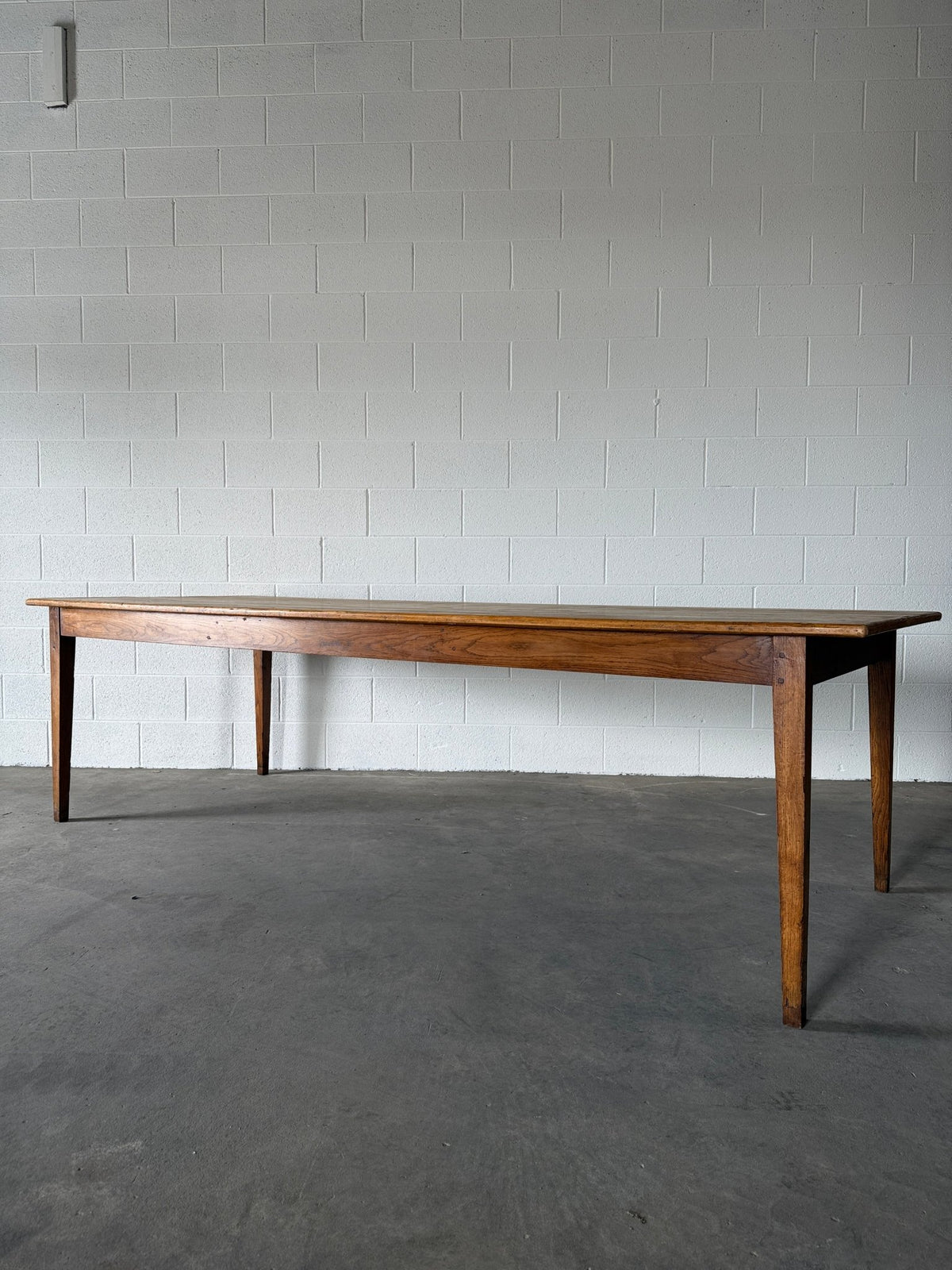 Incredible antique pine and fruitwood dining table with tapered legs - House on Horizon
