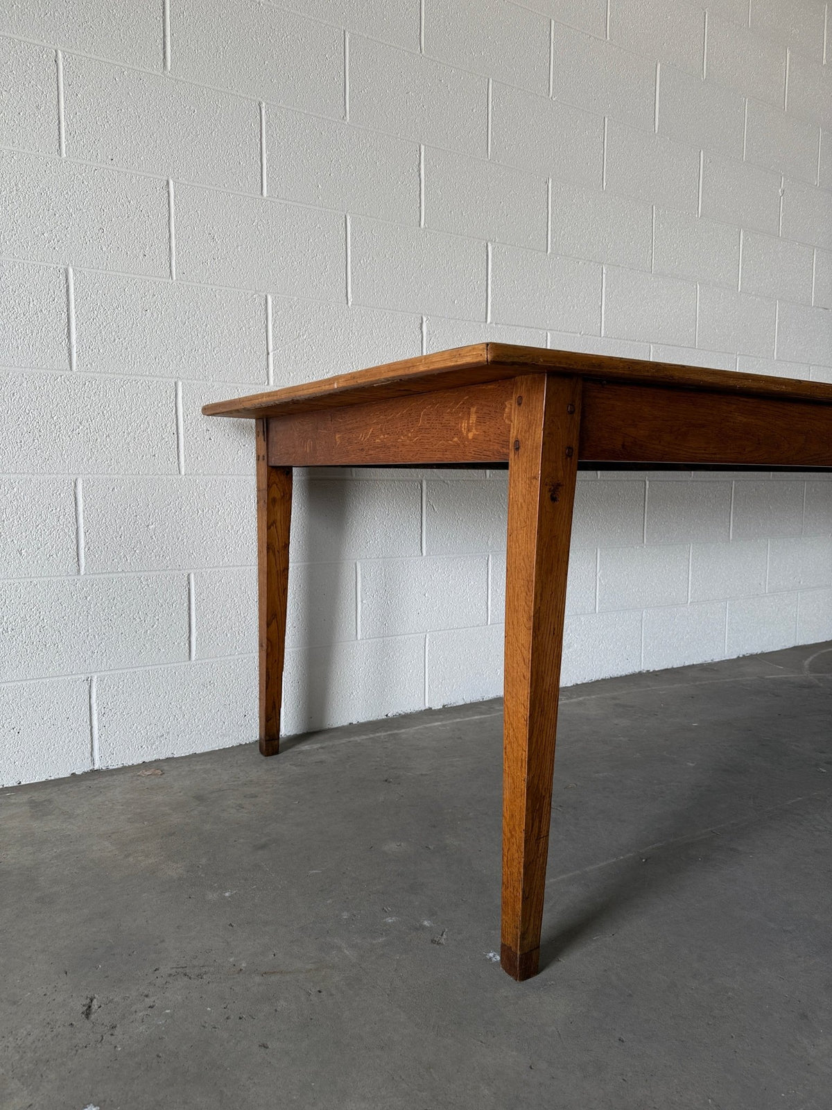 Incredible antique pine and fruitwood dining table with tapered legs - House on Horizon