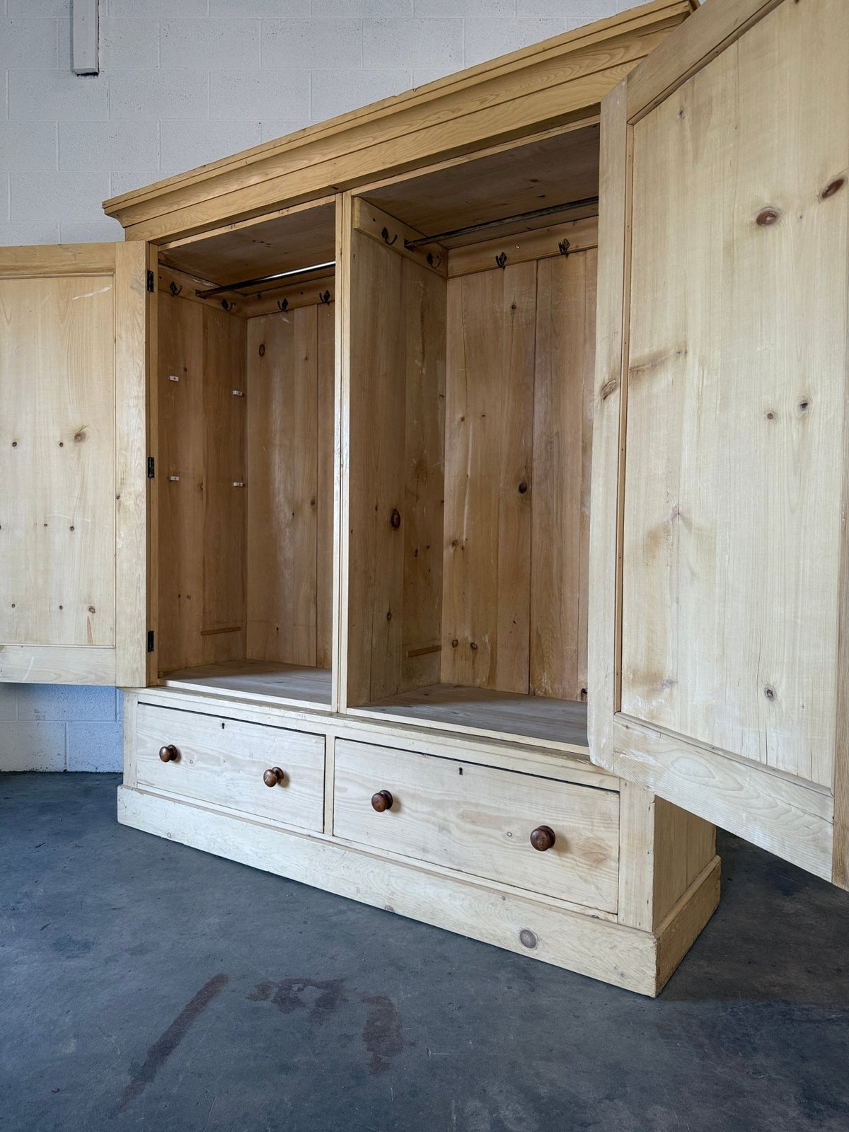 Incredible antique pine double wardrobe - House on Horizon
