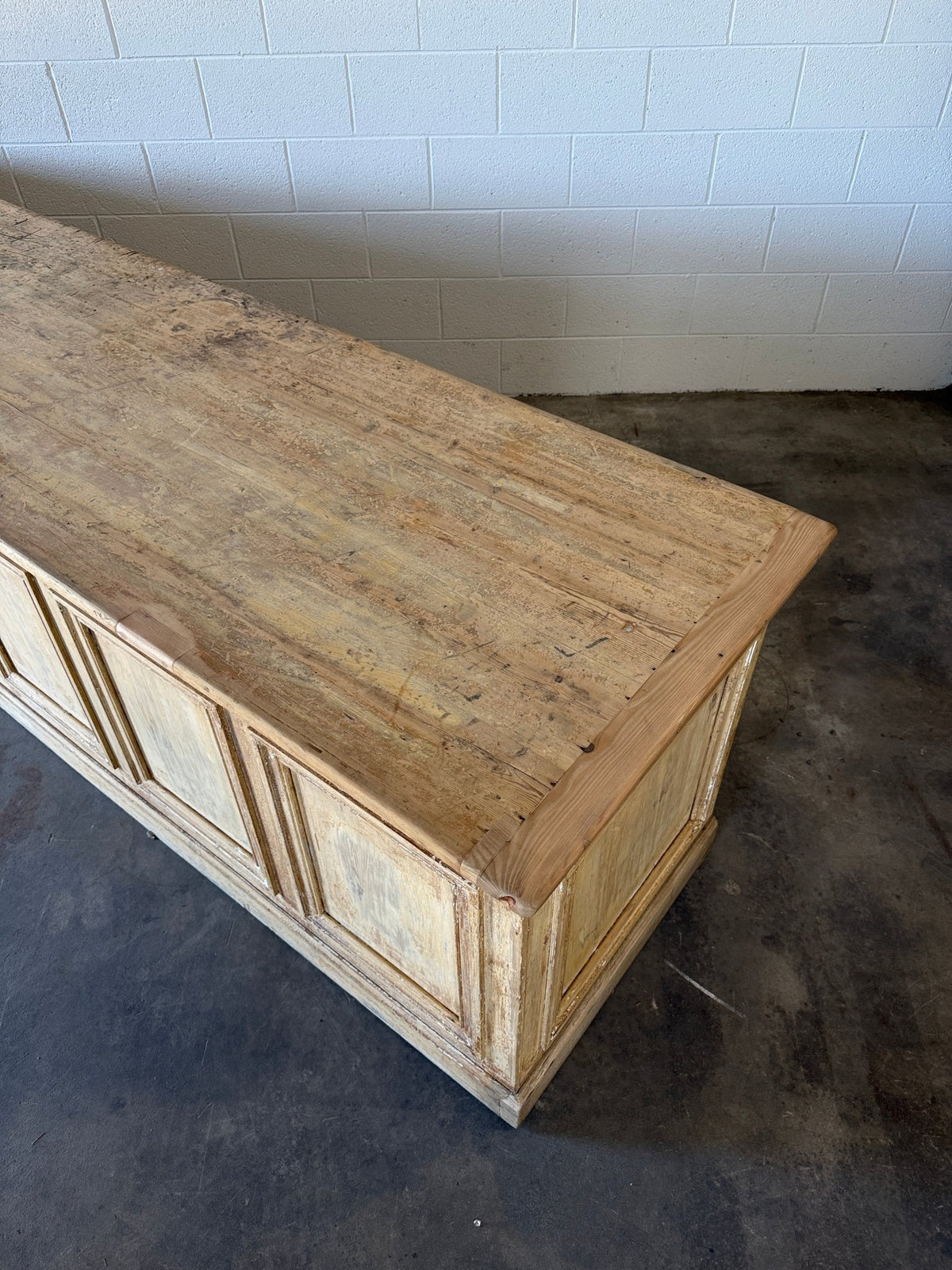 Incredible French antique pine shop counter/sideboard - House on Horizon