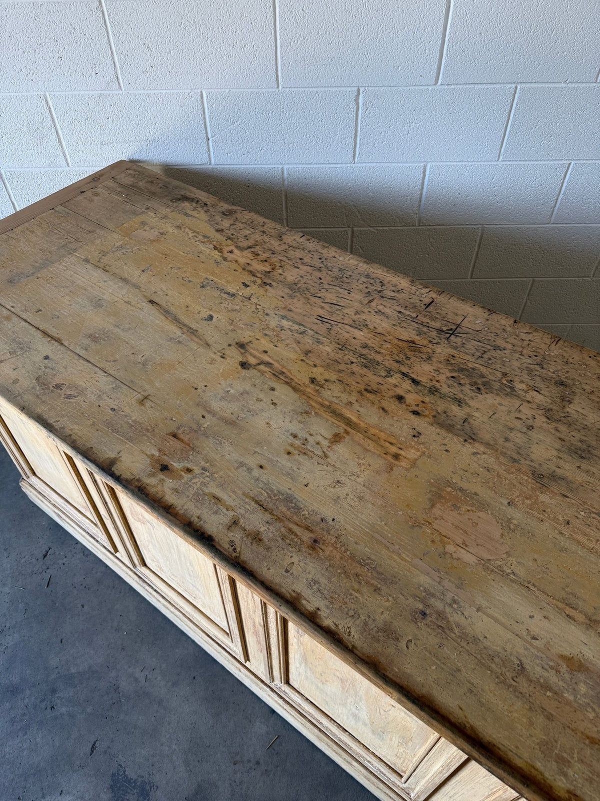 Incredible French antique pine shop counter/sideboard - House on Horizon