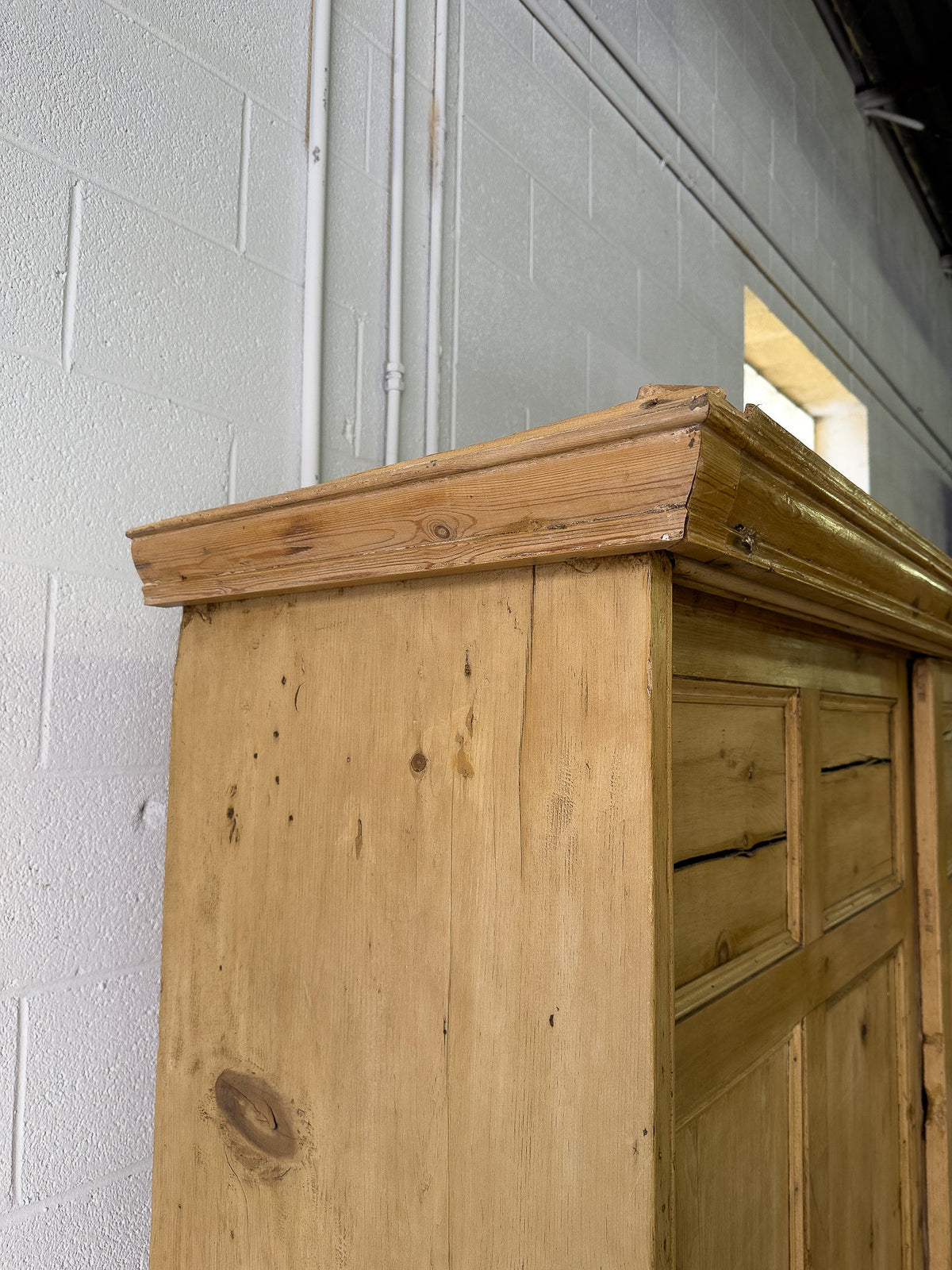 Large antique pine housekeepers cupboard with sliding doors - House on Horizon