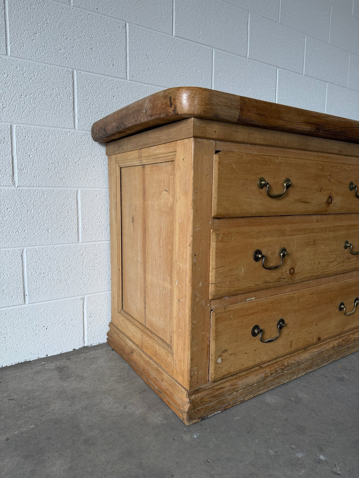 Large antique pine sideboard with a sycamore top - House on Horizon