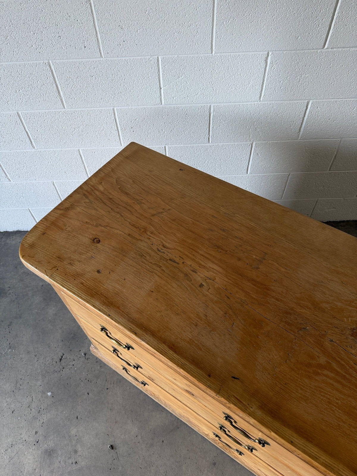 Large antique pine sideboard with a sycamore top - House on Horizon