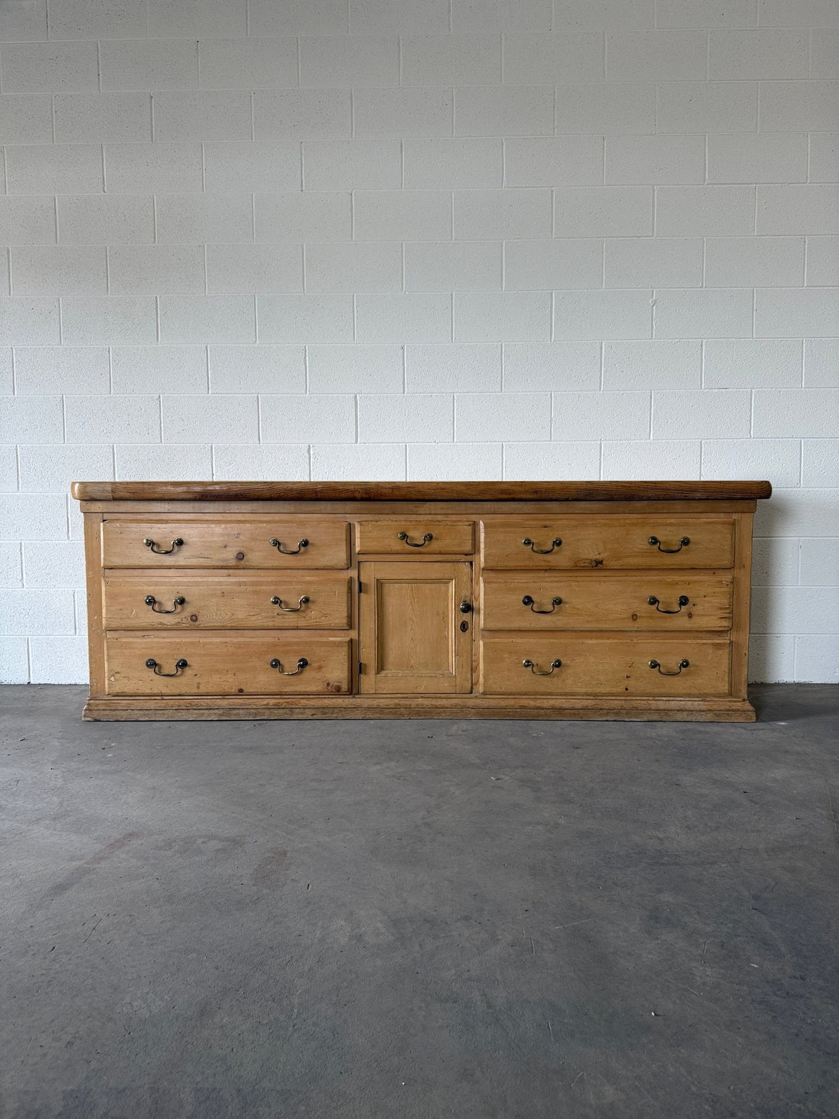 Large antique pine sideboard with a sycamore top - House on Horizon