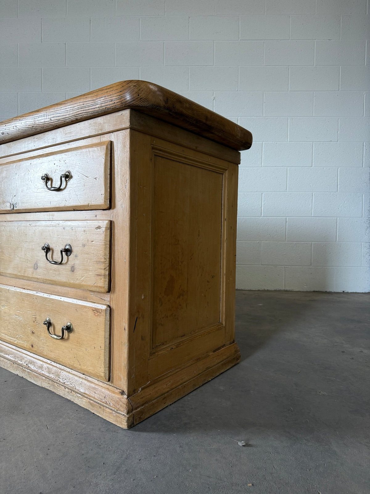 Large antique pine sideboard with a sycamore top - House on Horizon