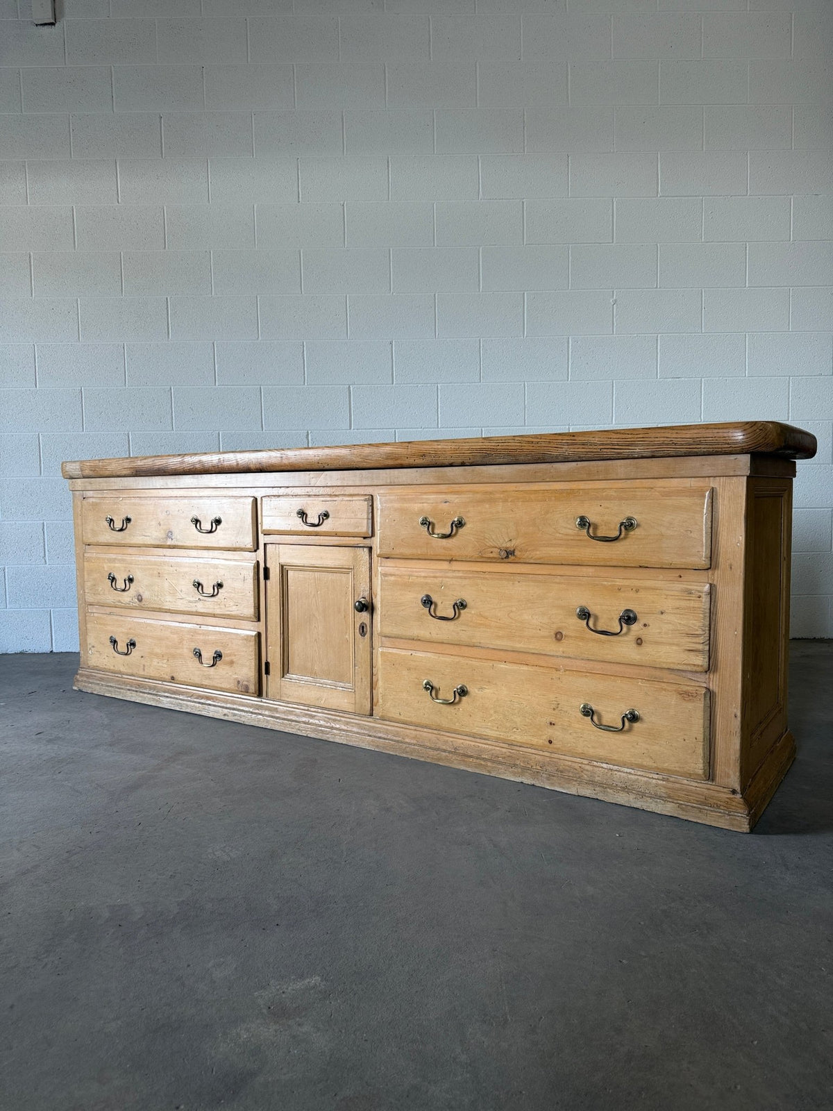 Large antique pine sideboard with a sycamore top - House on Horizon