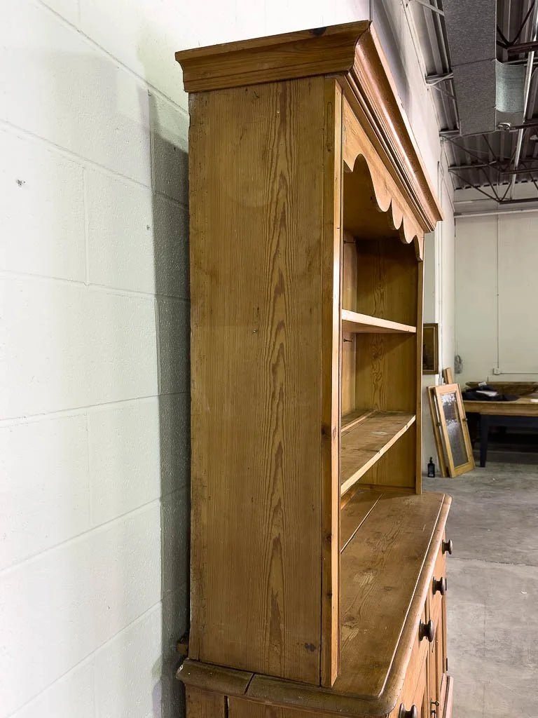 Mid-sized antique English pine kitchen hutch - House on Horizon