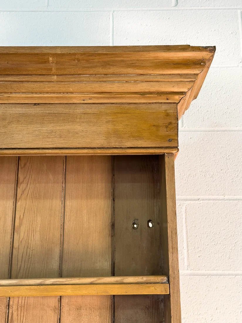 Nearly 8' country farmhouse antique pine dresser with plate rack - House on Horizon
