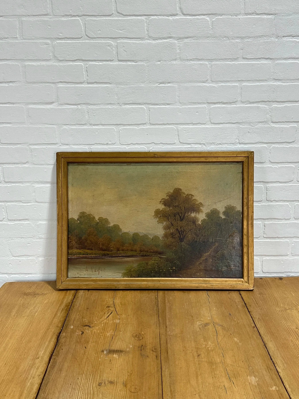 Oil painting of a landscape - House on Horizon