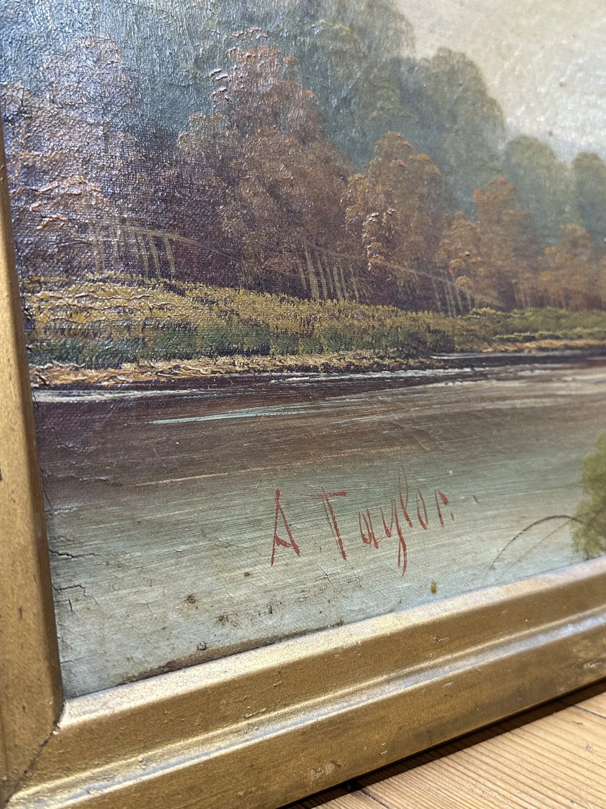 Oil painting of a landscape - House on Horizon
