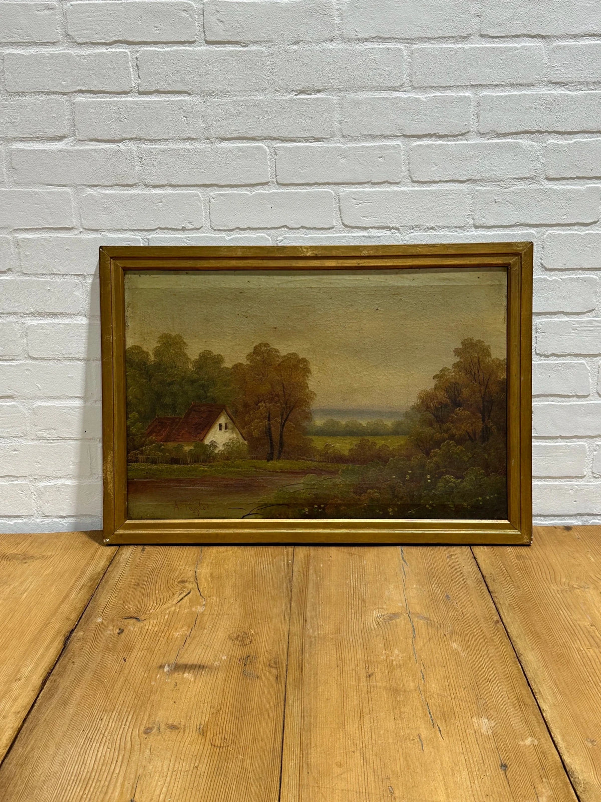 Oil painting of a small cottage - House on Horizon